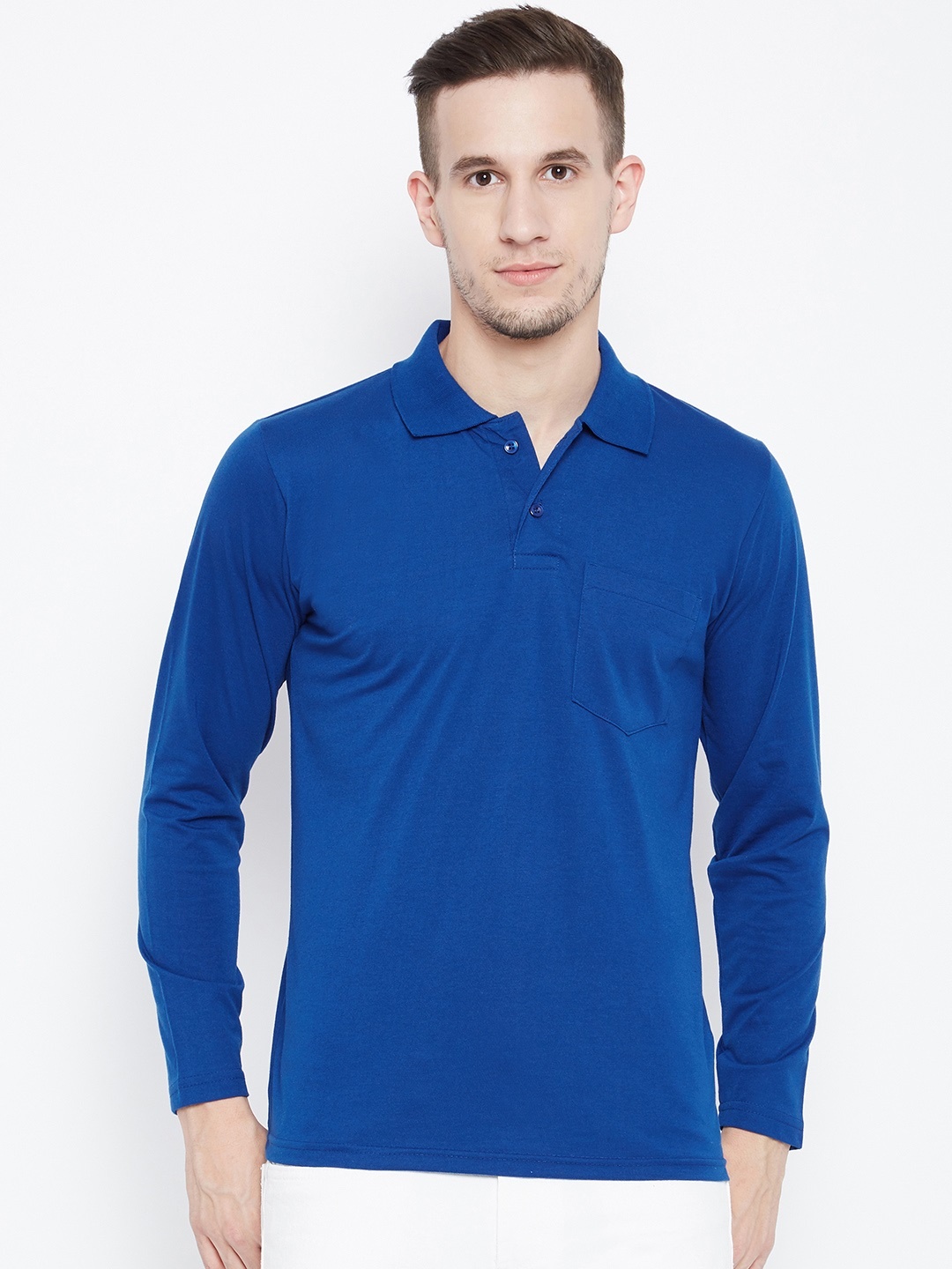 

Camey Men Blue Solid Polo Collar T-shirt