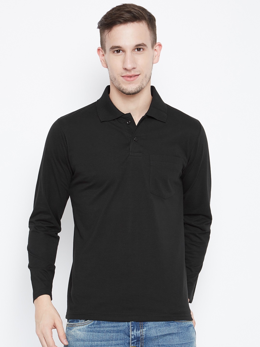 

Camey Men Black Solid Polo Collar T-shirt
