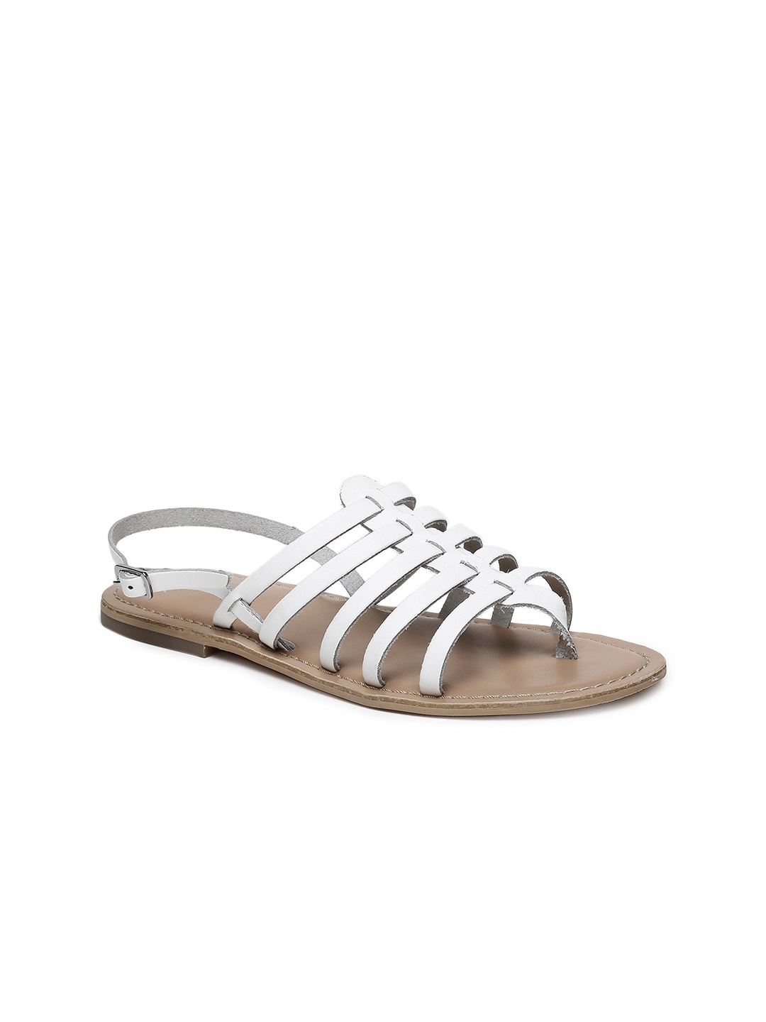 

Tao Paris Women White Solid Leather Gladiators