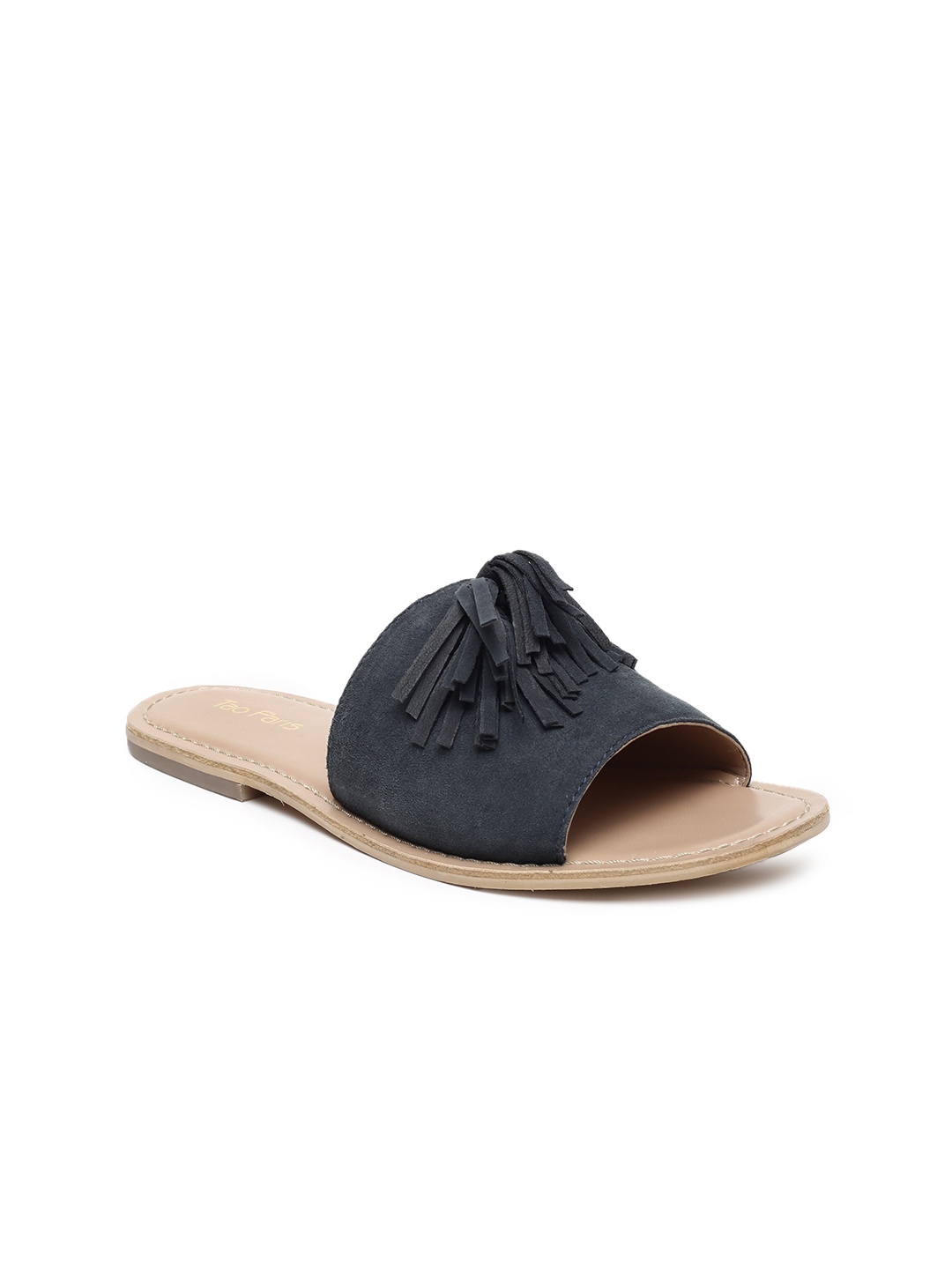 

Tao Paris Women Blue Solid Leather Open Toe Flats