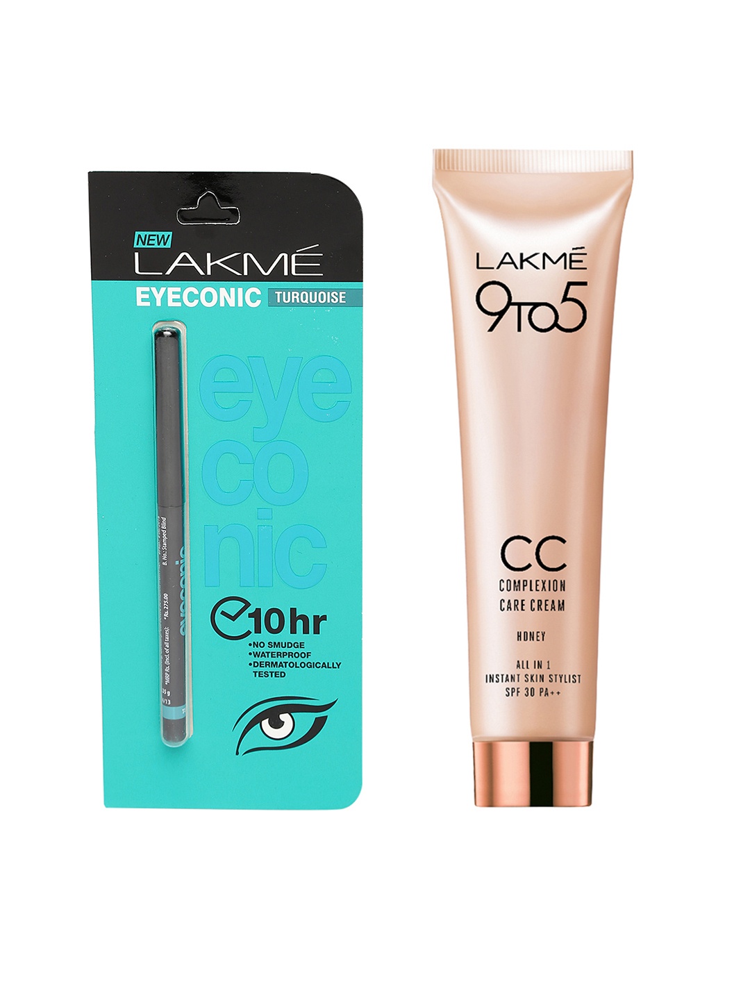 

Lakme 9to5 Honey Complexion Care Cream 30g & Eyeconic Turquoise Kajal, Pink