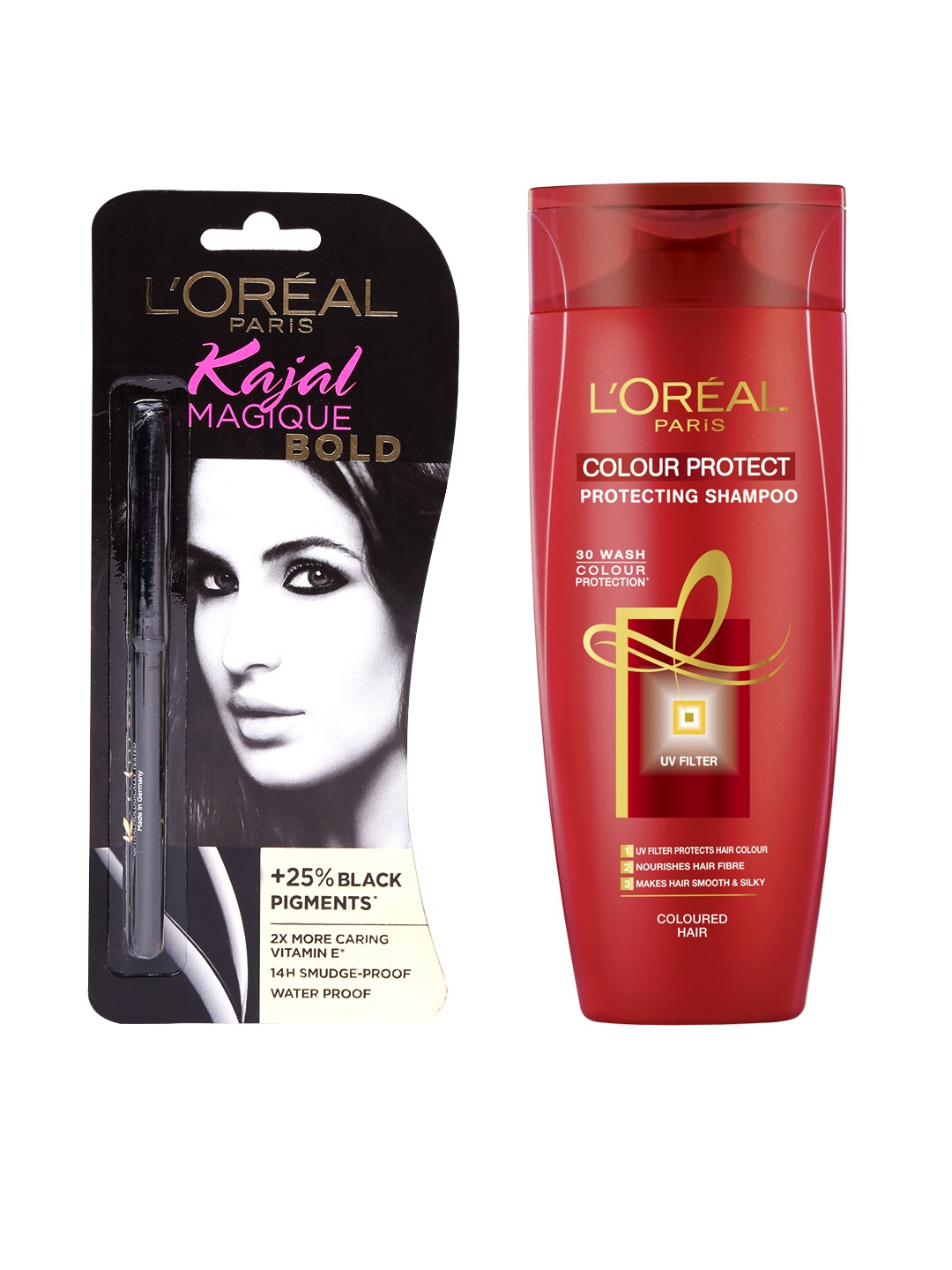 

LOreal Paris Magique Bold Kajal & LOreal Paris Colour Protect Shampoo, Black