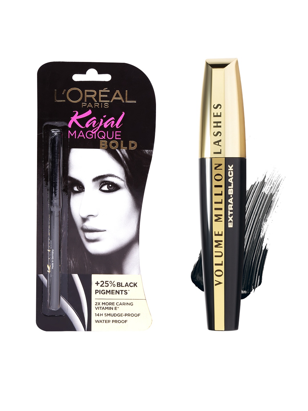 

LOreal Paris Magique Bold Kajal 0.35 g & LOreal Extra-Black Volume Million Lashes Mascara