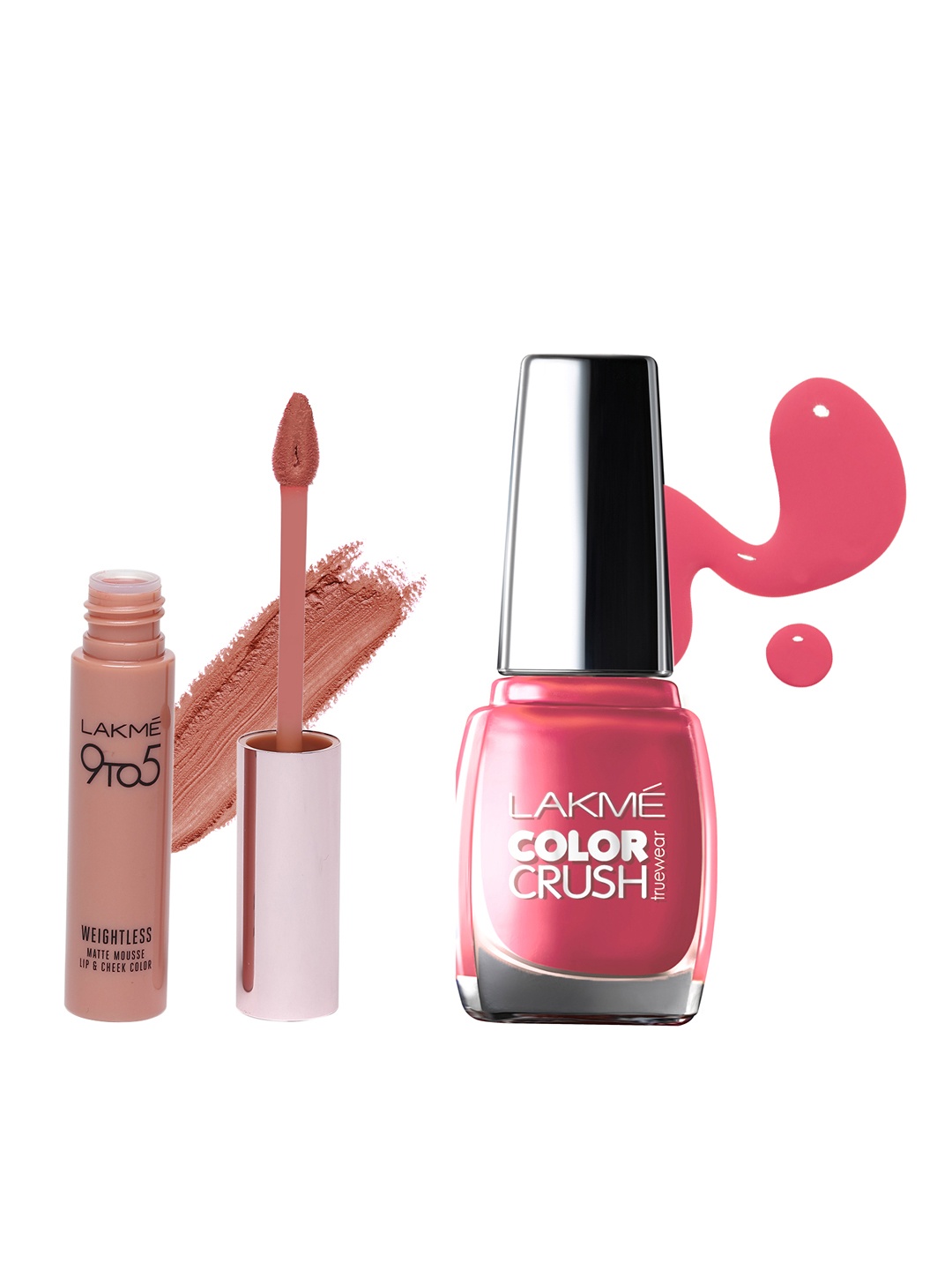 

Lakme Color Crush Nail Polish & Matte Nude Mousse Blush Velvet Lipstick