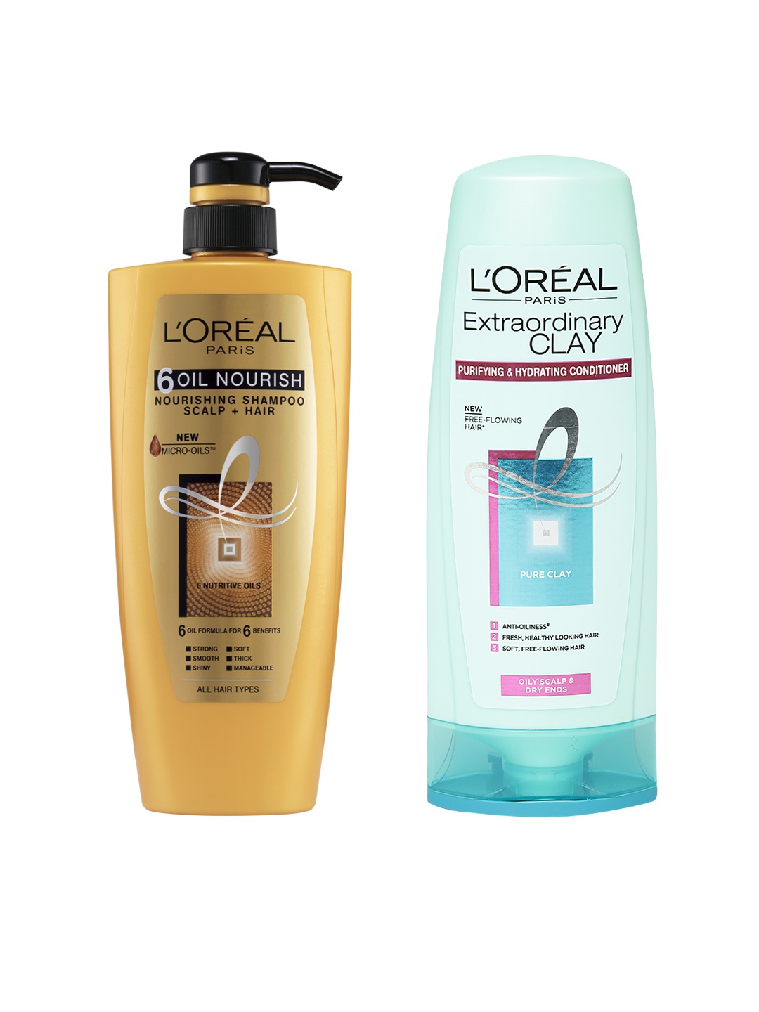 

LOreal Paris Set Of 6 Oil Nourish Shampoo & Purifying & Hydrating Conditioner, Blue
