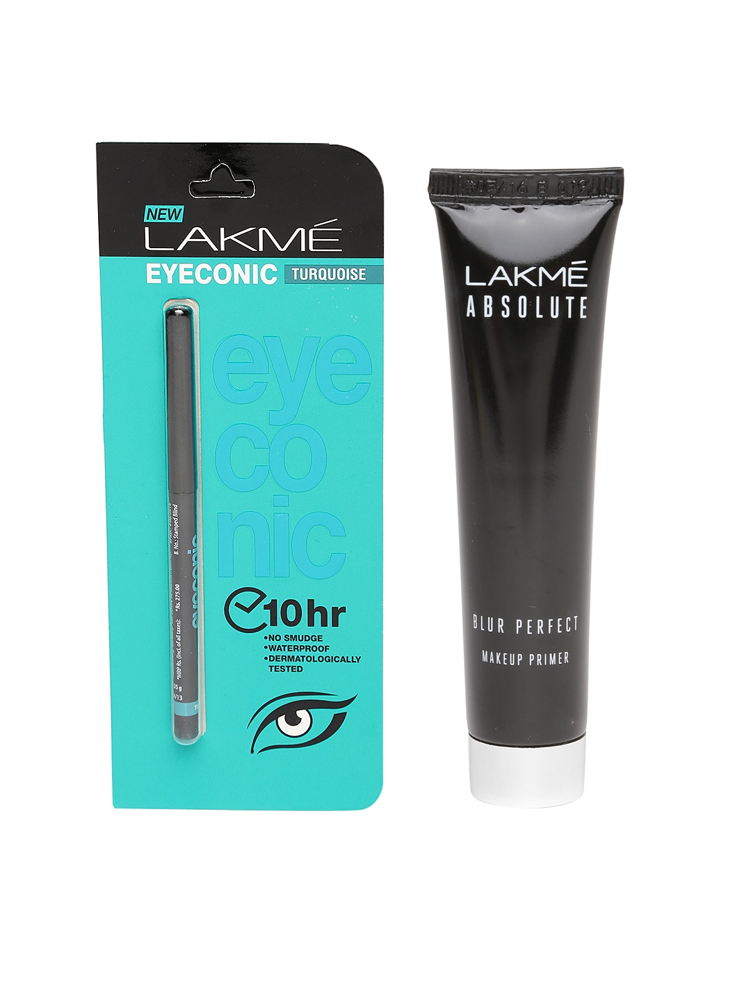 

Lakme Set Of Eyeconic Kajal - Turquoise 0.35 g & Blur Perfect Makeup Primer 30 ml, Black