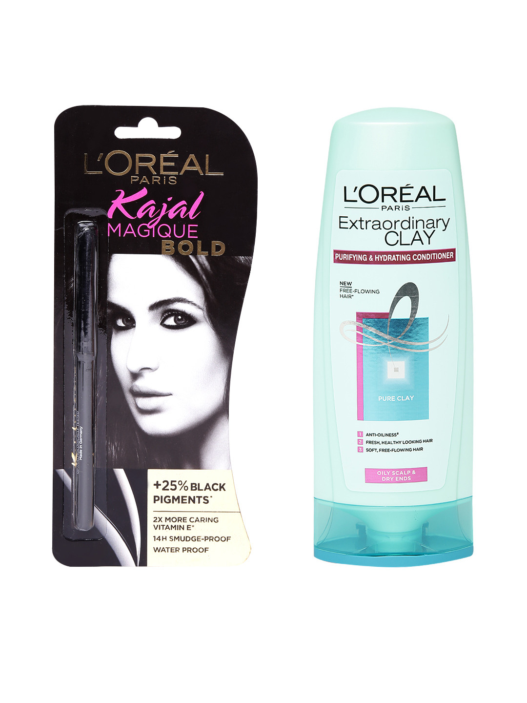 

L'Oreal Paris Set of Hair Conditioner & Kajal, Black