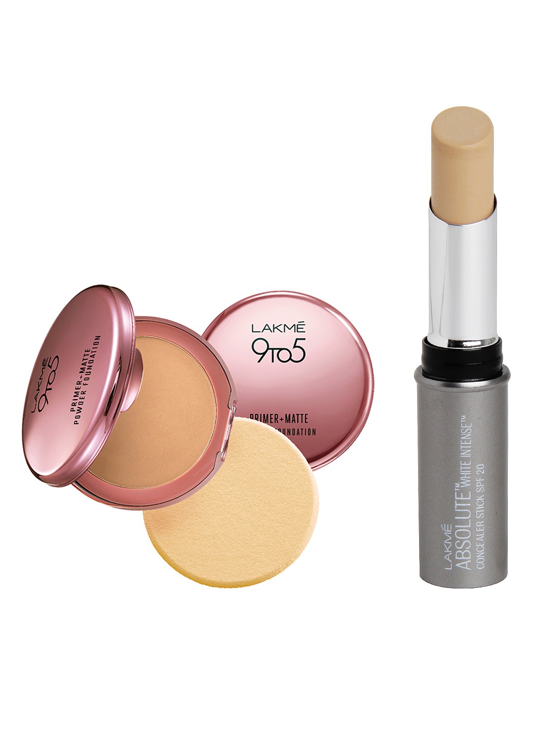 

Lakme 9to5 Silky Golden Powder Foundation Compact & Lakme Medium Concealer Stick 03, Beige