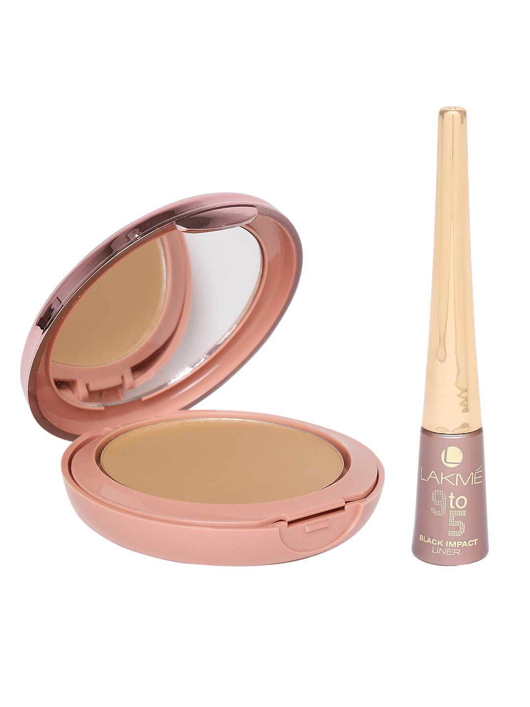 

Lakme 9to5 Black Impact Eyeliner & Lakme 9 To 5 Powder Foundation Compact 9 g, Beige