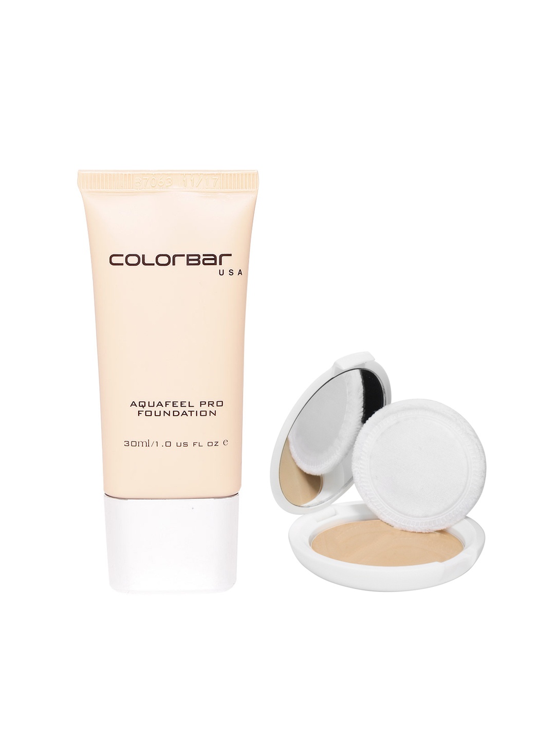 Colorbar Set of Aquafeel Pro Foundation & Radiant White UV Fairness Compact, Silver