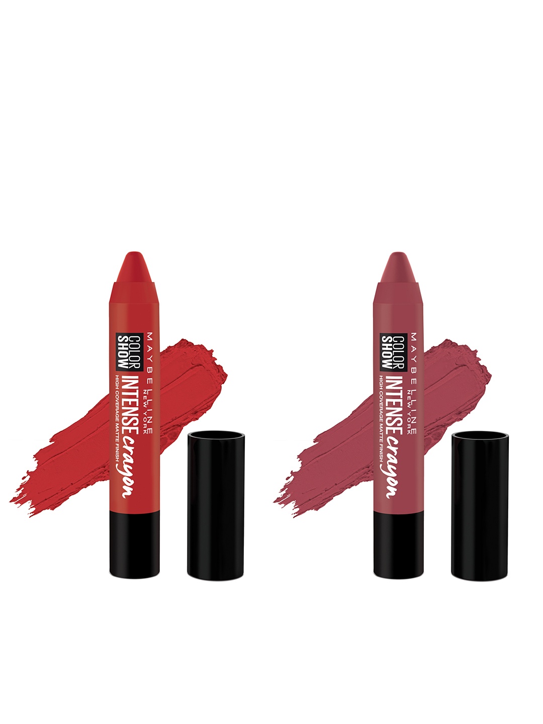 

Maybelline Deep Coral Lipstick & Crayon Mystic Mauve Lipstick, Red