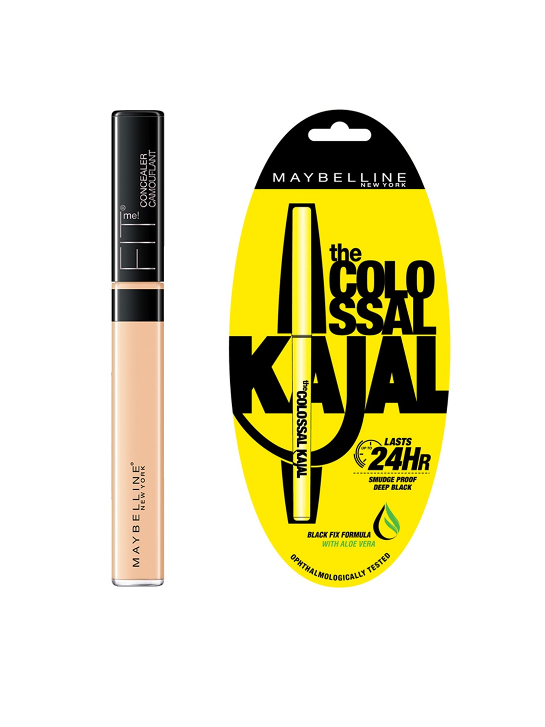 

Maybelline Fit Me 20 Sand Concealer & Black Colossal Kajal, Beige