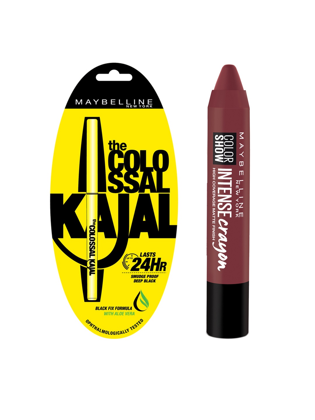 

Maybelline New York Black Colossal Kajal & Bold Burgundy Lip Crayon