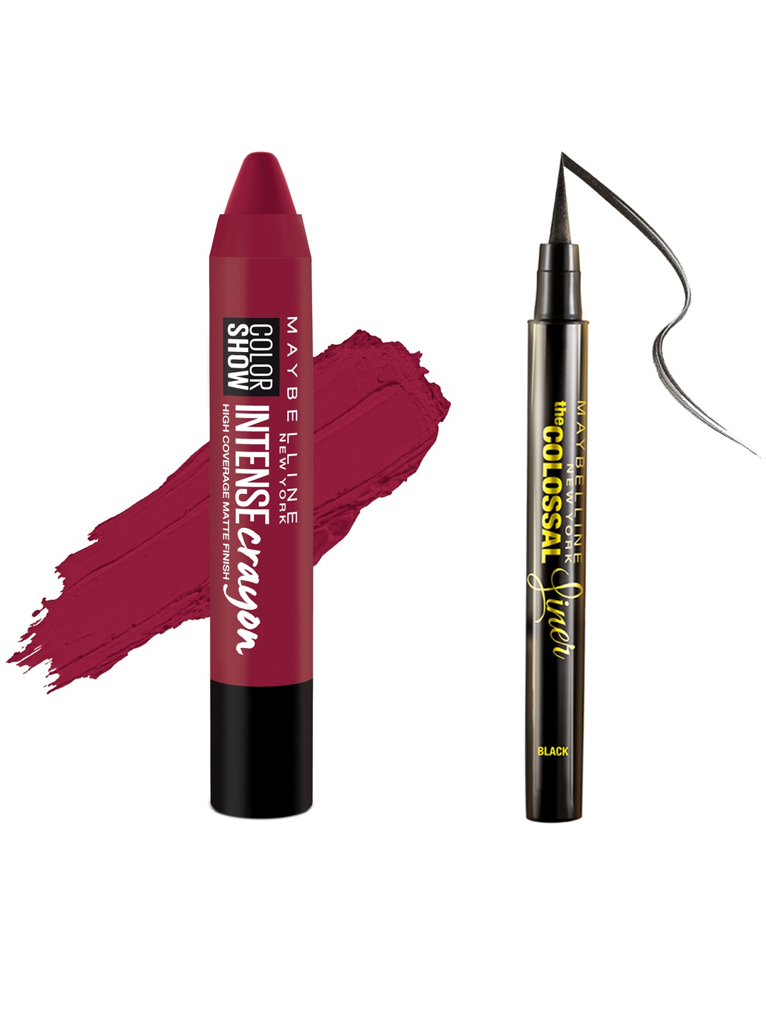 

Maybelline The Colossal Liner & Intense Crayon Passionate Plum Lipstick, Black