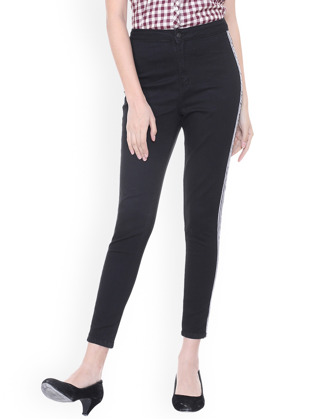 

People Women Black Slim Fit Mid-Rise Clean Look Jeans