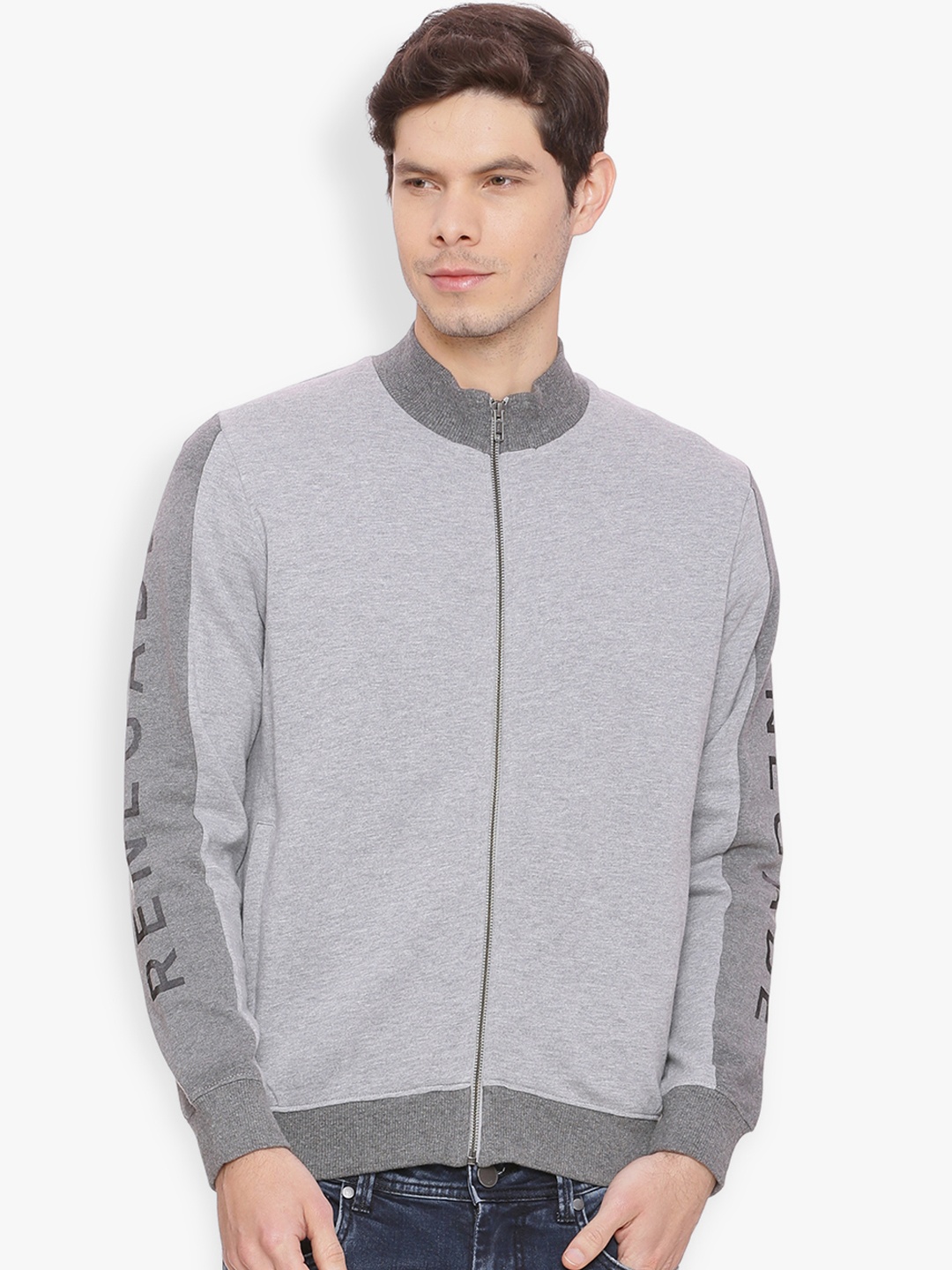 

Basics Men Grey Solid Bomber