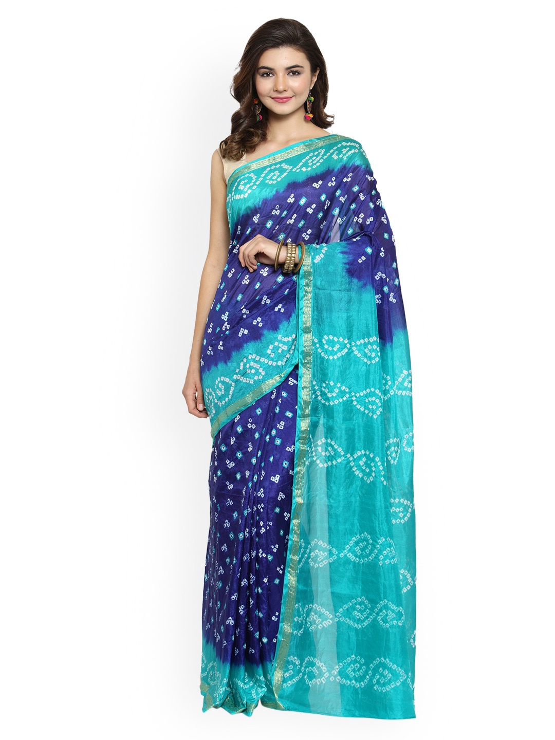 

Mitera Blue Art Silk Dyed Bandhani Sustainable Saree