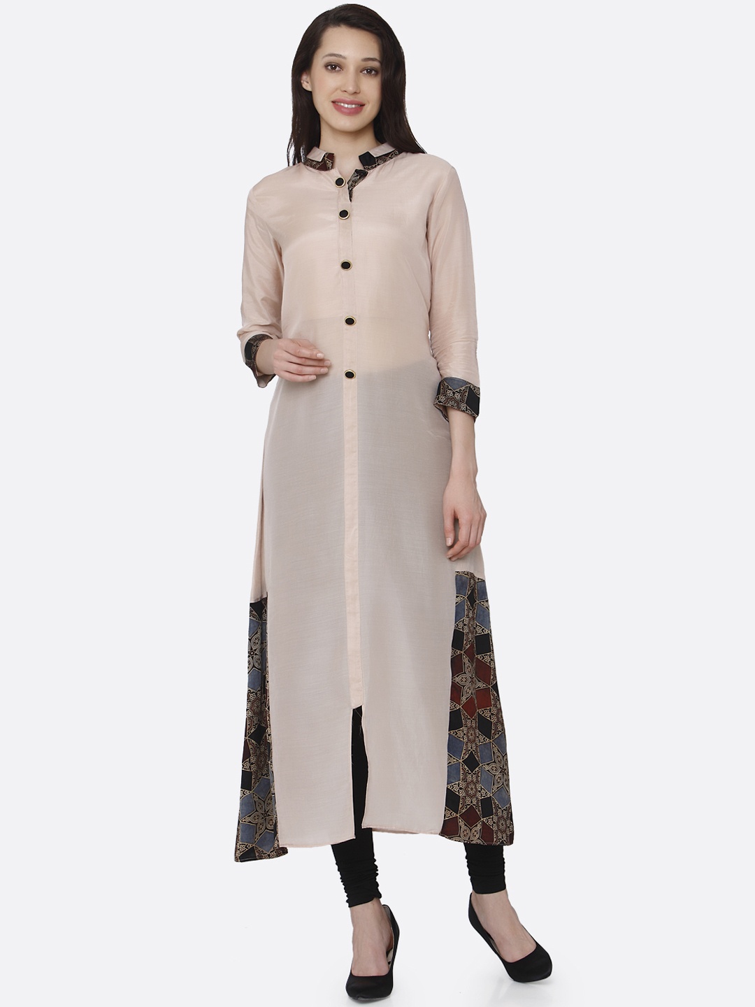 

RAISIN Women Cream-Coloured Solid Straight Kurta