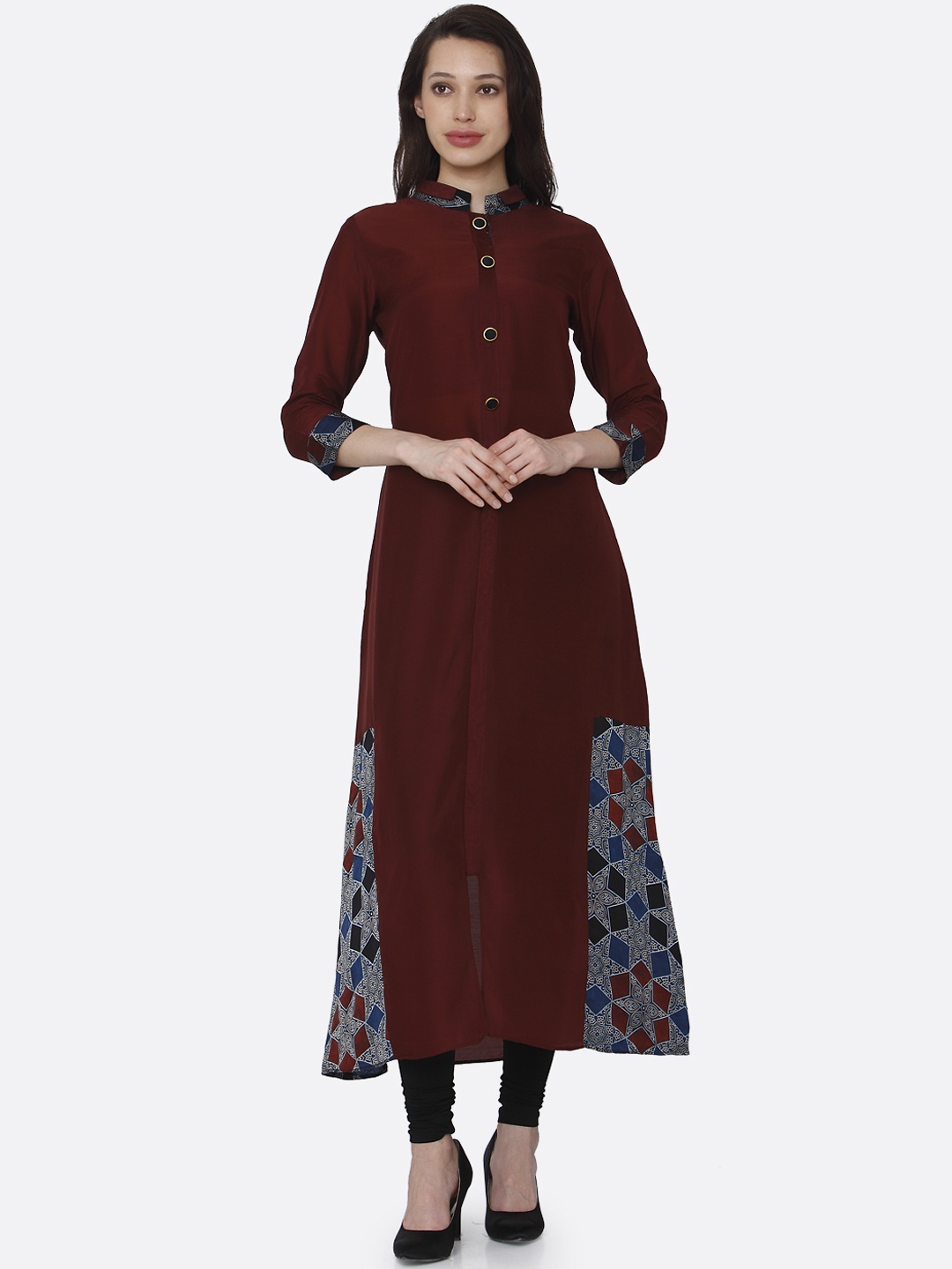 

RAISIN Women Maroon & Blue Solid A-Line Kurta