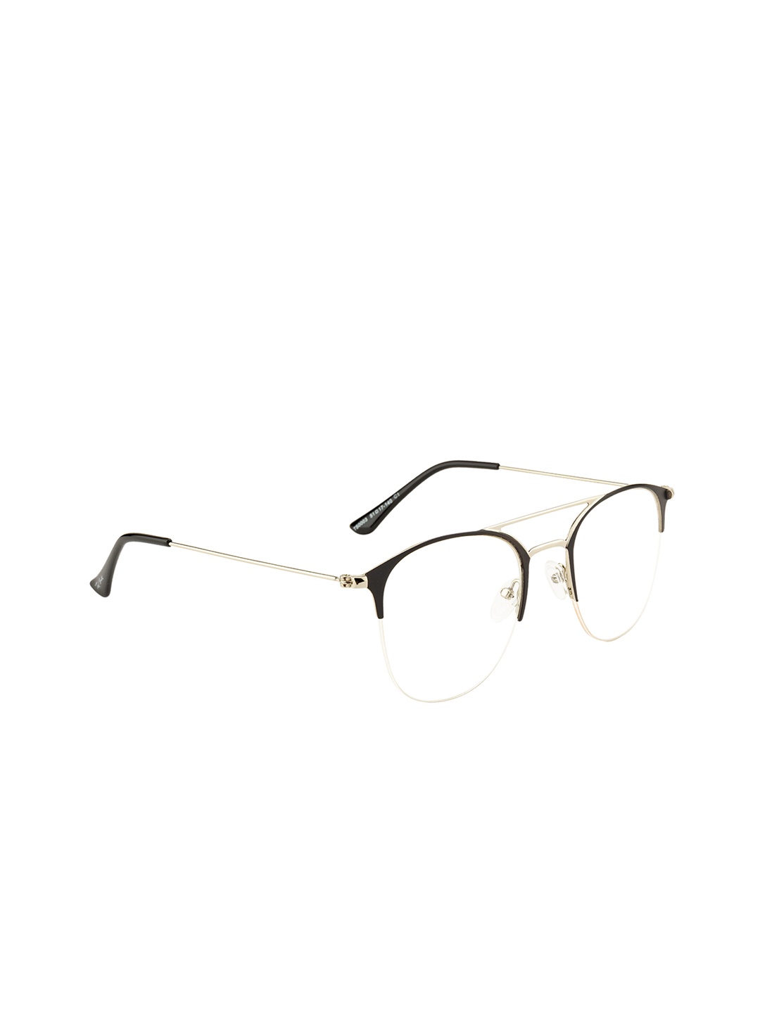 

Ted Smith Unisex Black & Silver-Toned Colourblocked Half Rim Aviator Frames