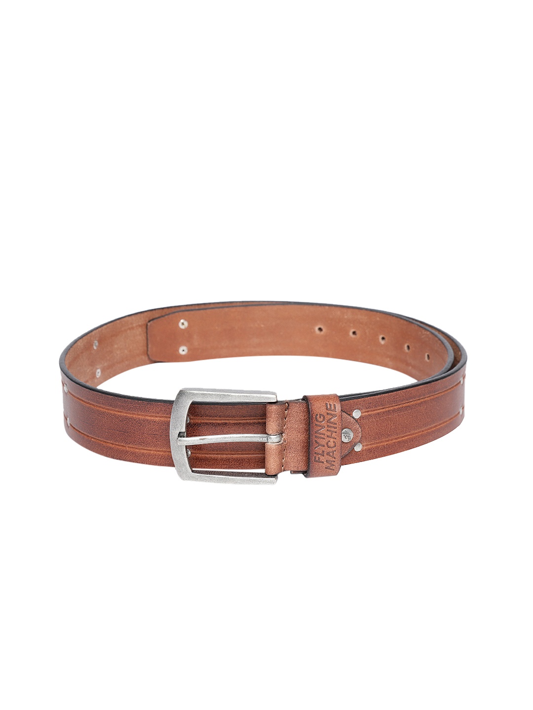 

Flying Machine Men Brown Solid Leather Belt