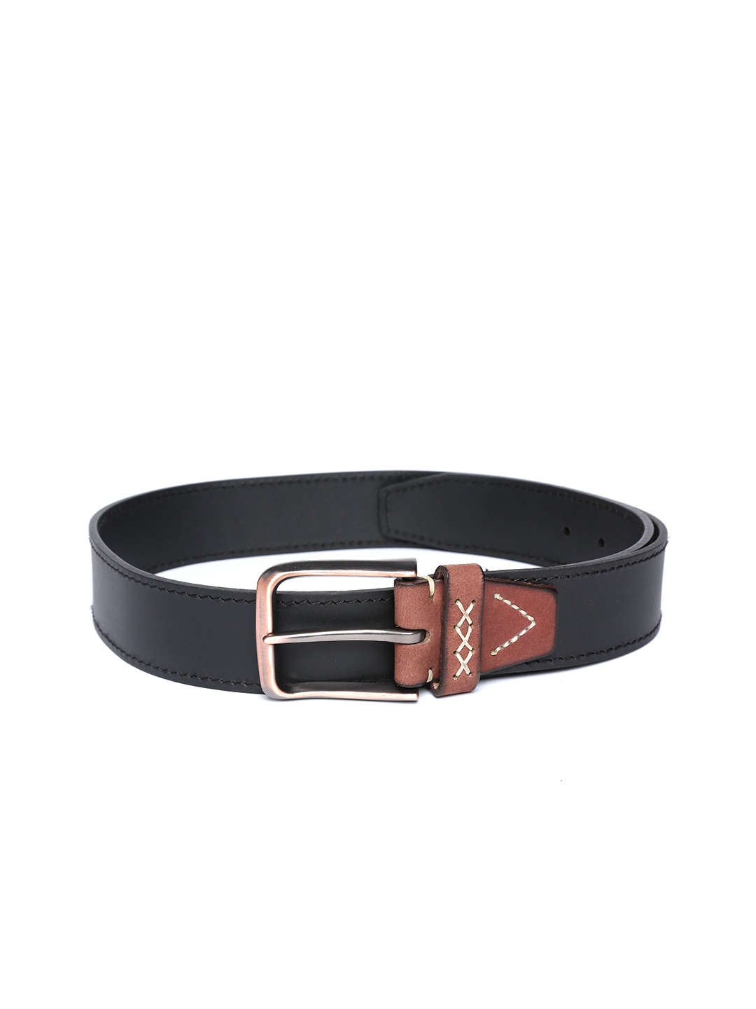 

Flying Machine Men Black Solid Leather Belt