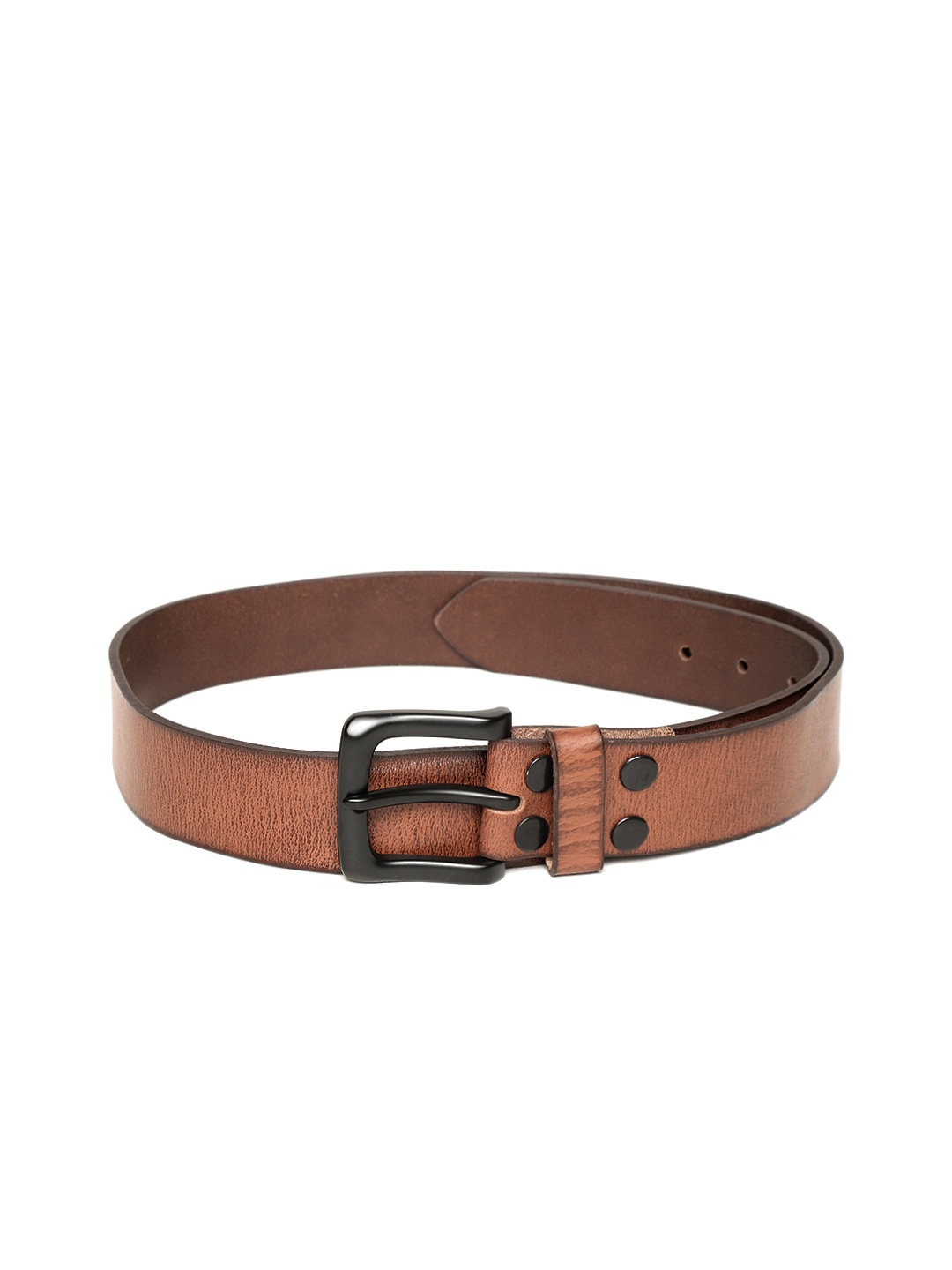 

Flying Machine Men Brown Leather Solid Belt