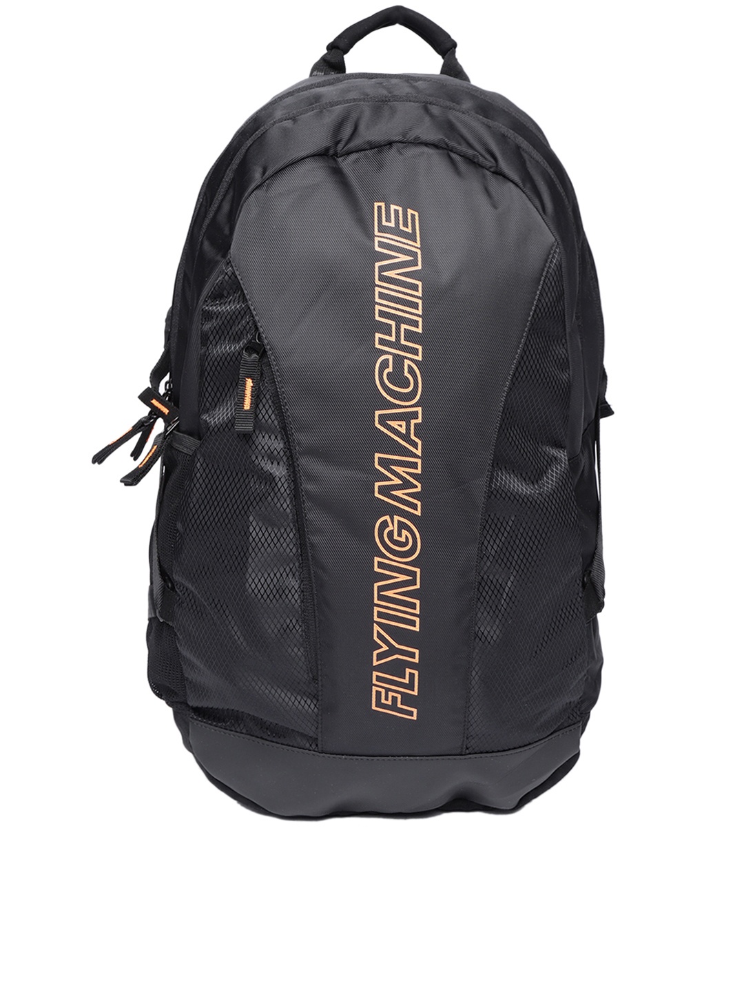 

Flying Machine Men Black Brand Print Backpack