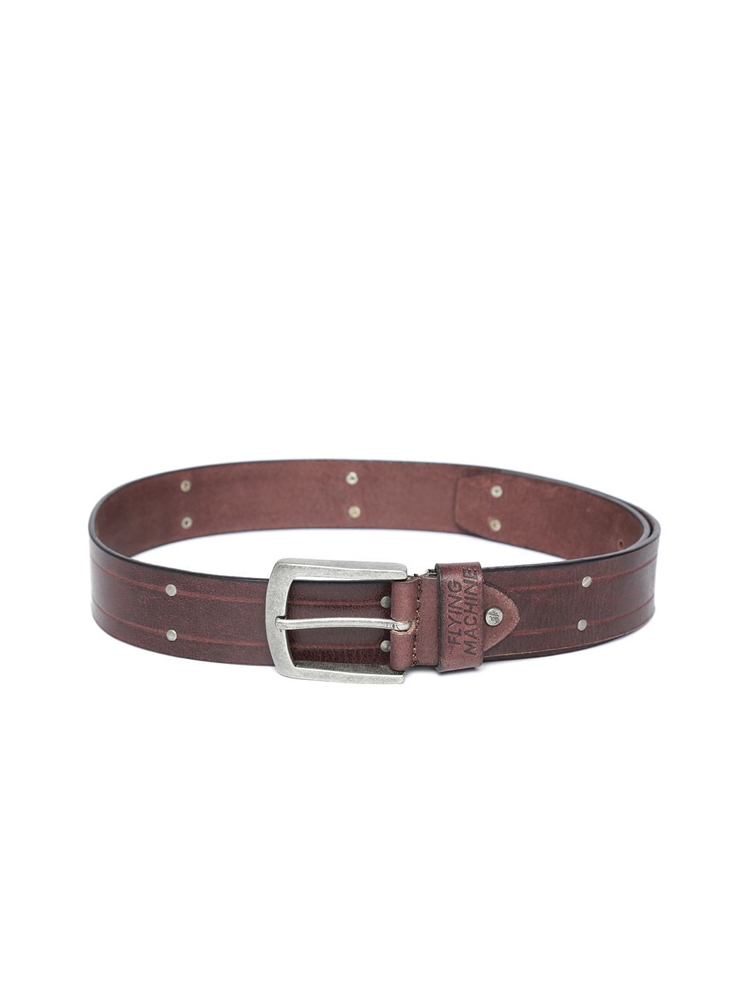 

Flying Machine Men Coffee Brown Leather Striped Belt