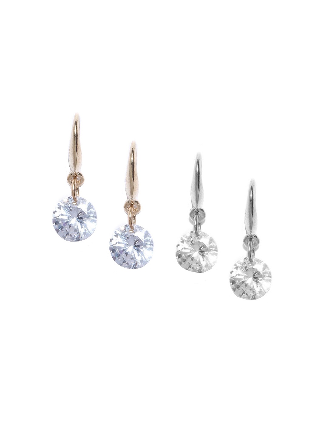 

OOMPH Gold-Toned & Silver-Toned Circular Drop Earrings