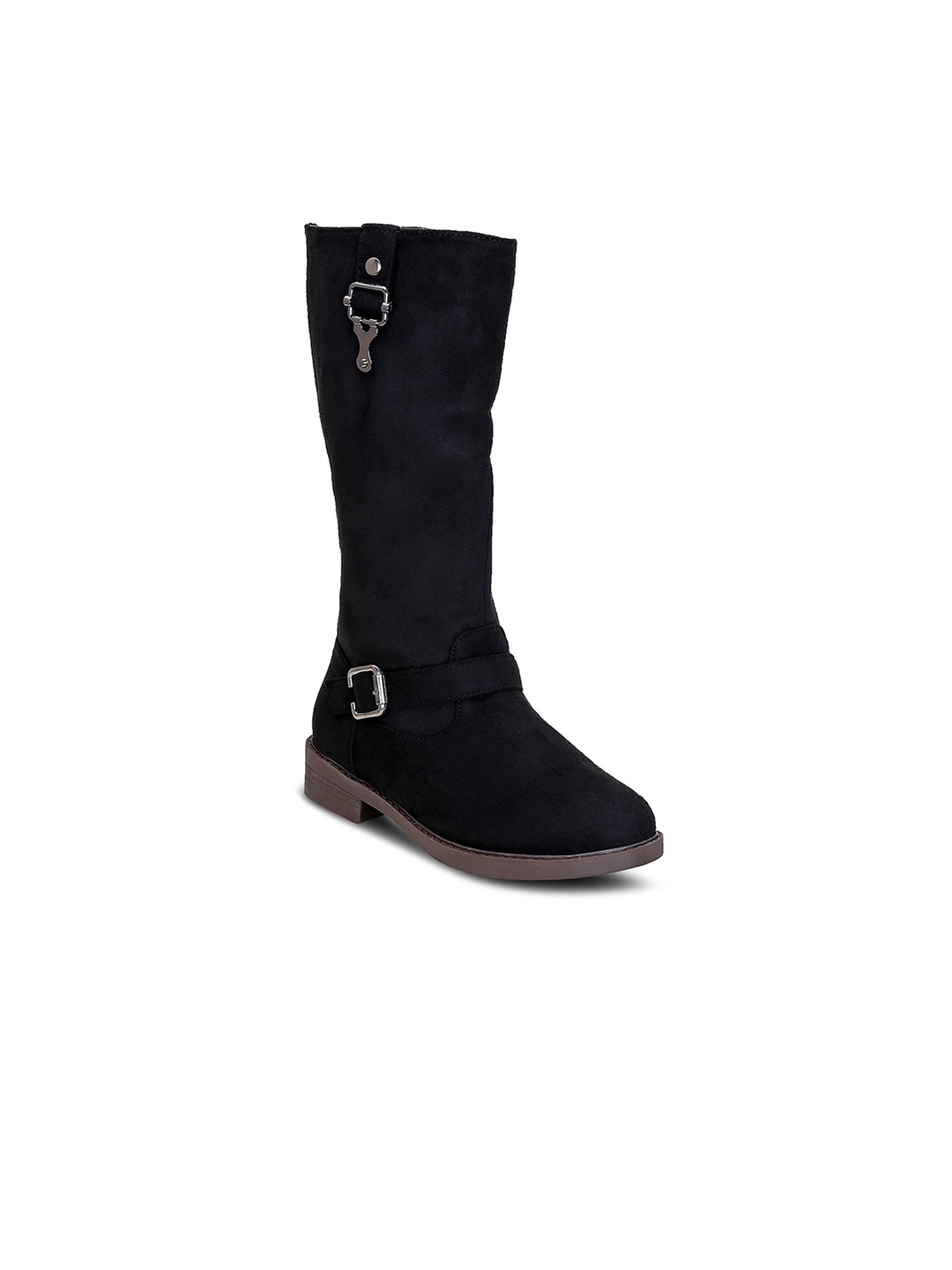 

Get Glamr Women Black Solid Synthetic Suede High-Top Flat Boots