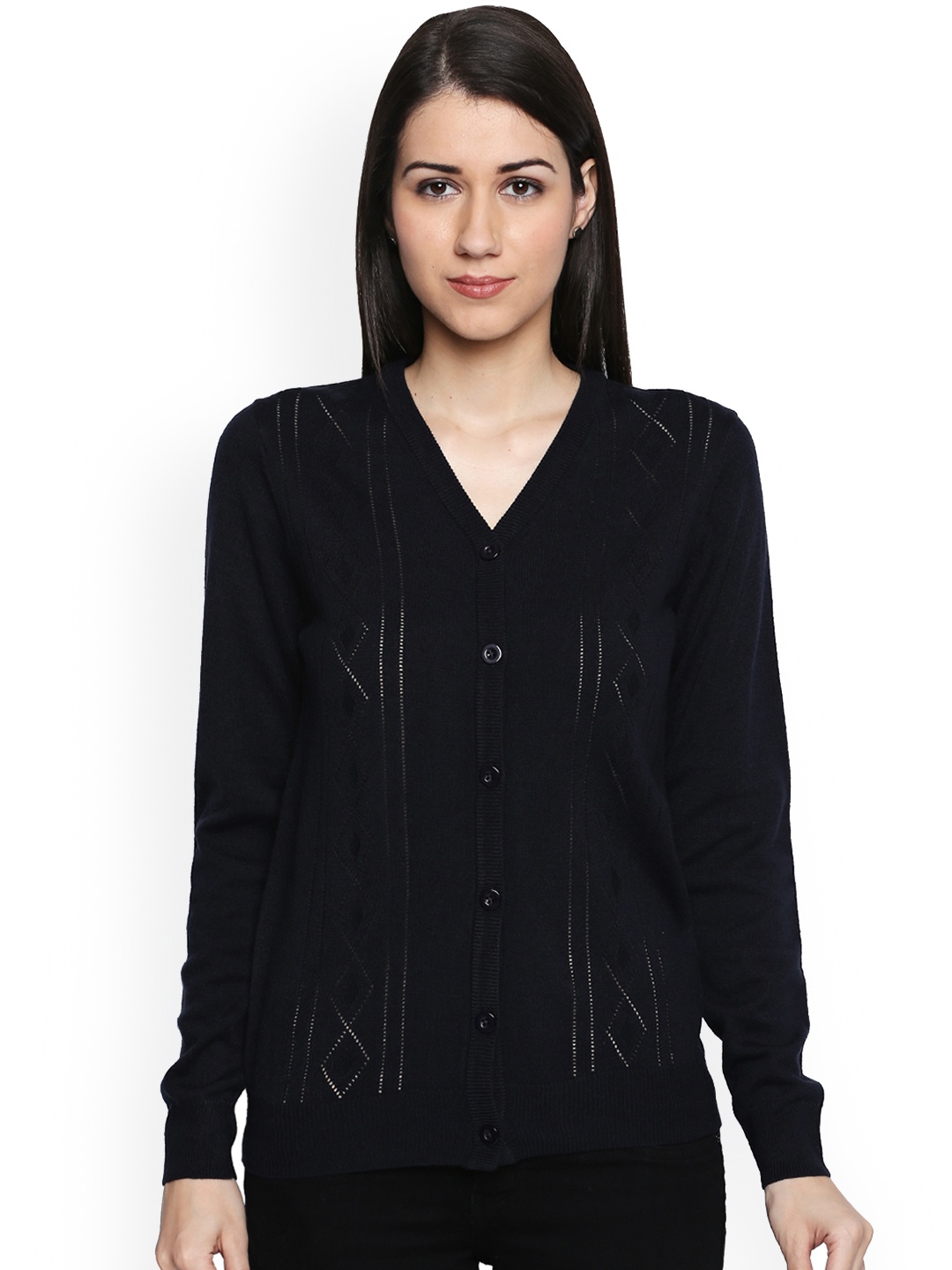 

RANGMANCH BY PANTALOONS Women Blue Solid Cardigan