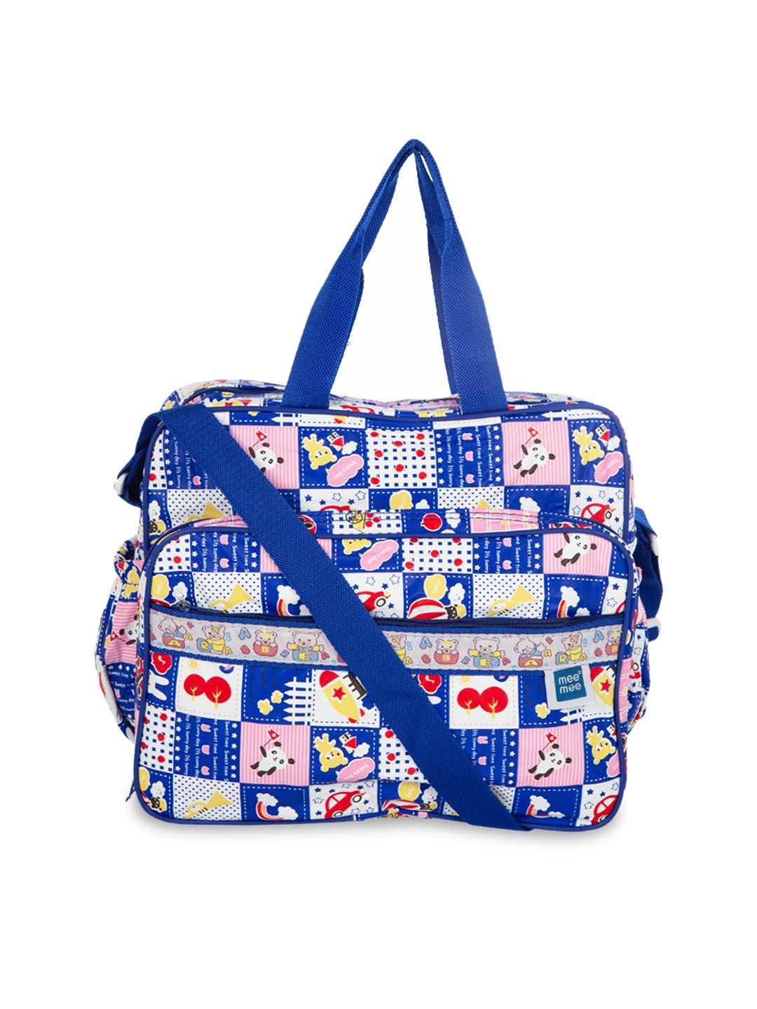 

MeeMee Unisex Blue & White Printed Messenger Bag