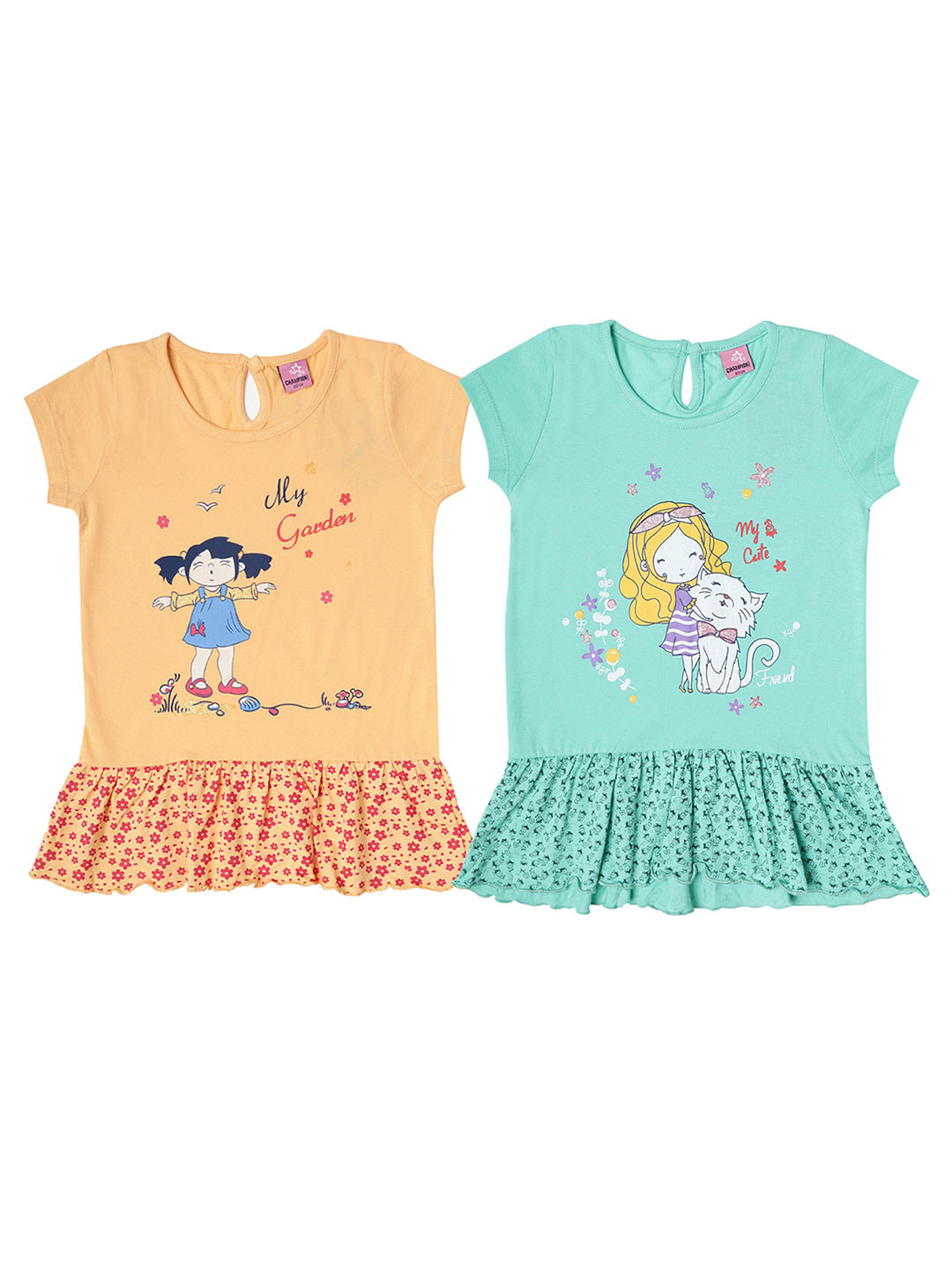 

Dollar Champion Kidswear Pack Of 2 Girls Printed Tops, Green