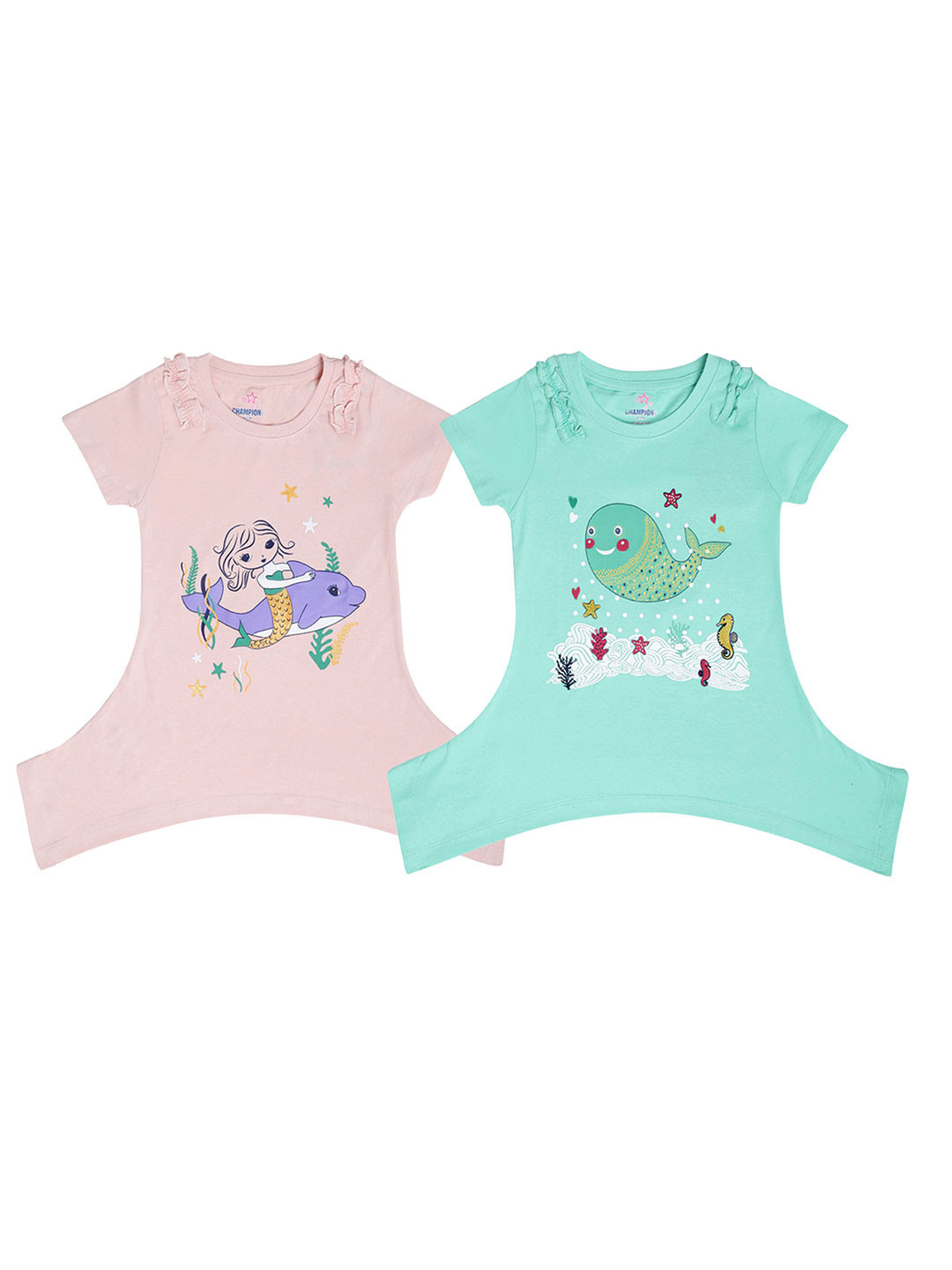 

Dollar Champion Kidswear Girls Pack Of 2 Printed Rompers, Sea green