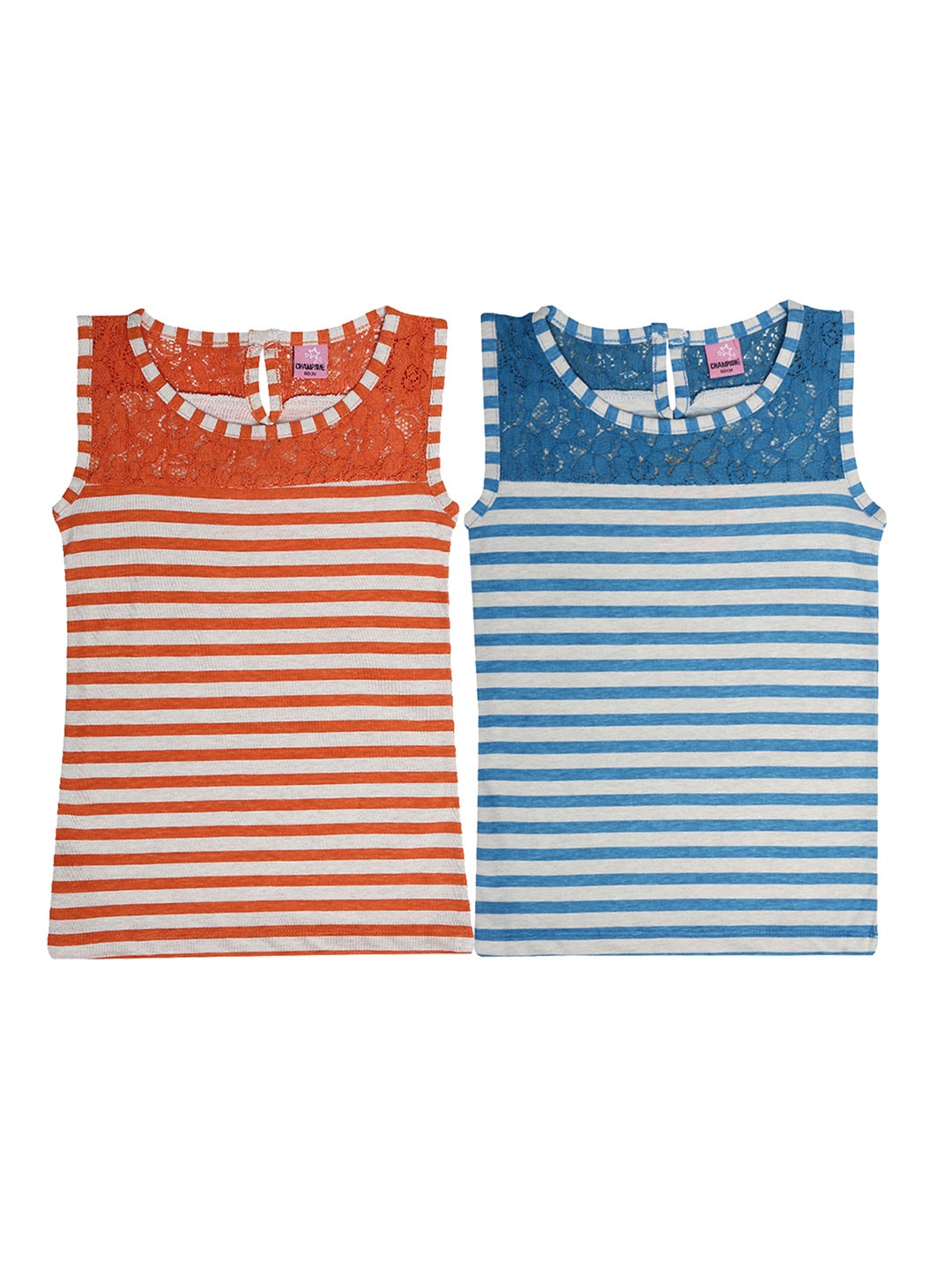 

Dollar Champion Kidswear Girls Pack Of 2 Striped Tops, Orange