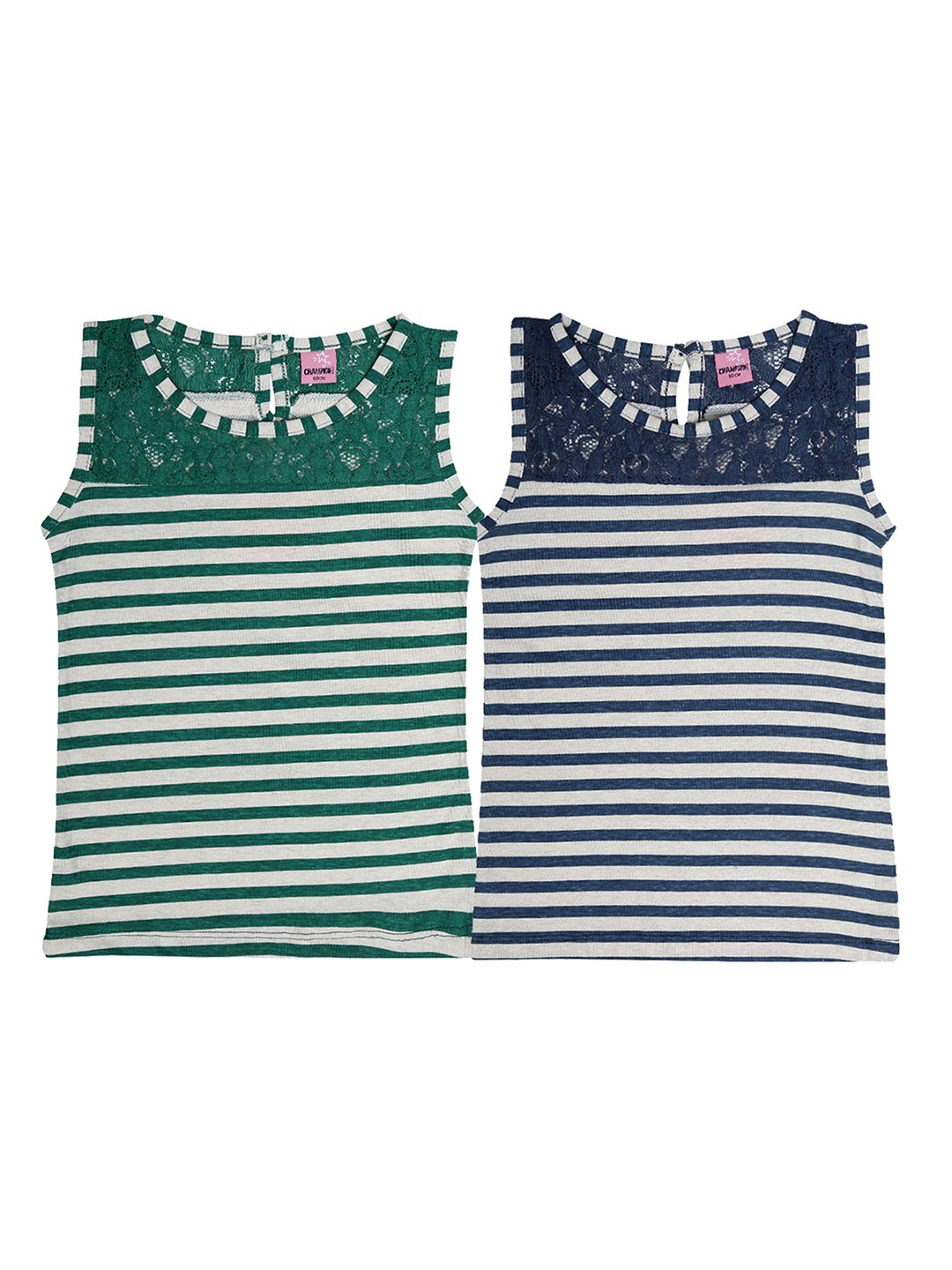 

Dollar Champion Kidswear Girls Pack Of 2 Striped Tops, Navy blue