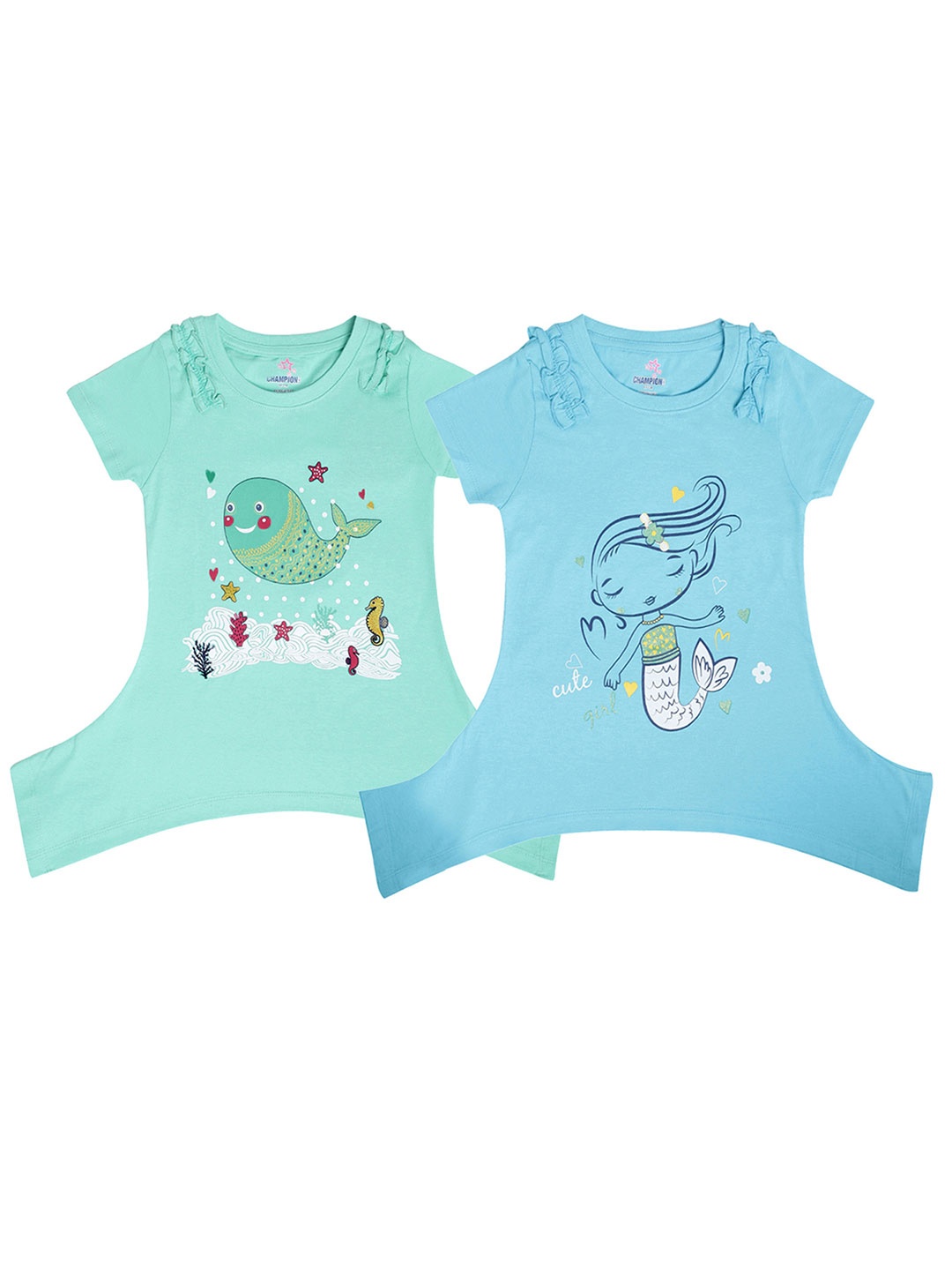 

Dollar Champion Kidswear Girls Pack Of 2 Printed Rompers, Blue