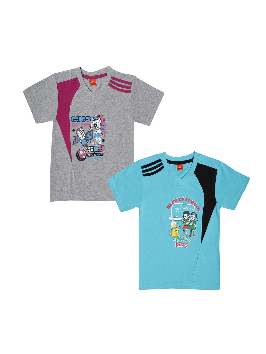 

Dollar Champion Kidswear Boys Pack Of Two Printed T-shirts, Blue