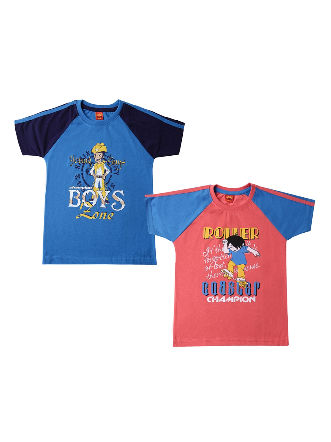 

Dollar Champion Kidswear Boys Pack Of 2 Round Neck T-shirts, Blue