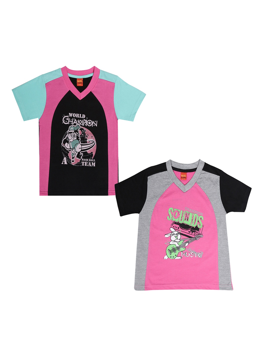 

Dollar Champion Kidswear Boys Pack Of 2 Round Neck T-shirt, Black