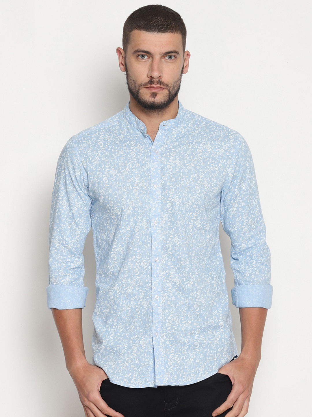 

IVOC Men Blue Slim Fit Printed Casual Shirt