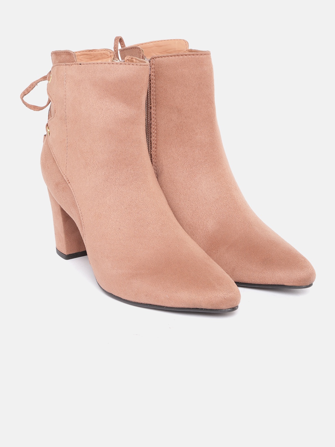 

CORSICA Women Peach-Coloured Solid Mid-Top Heeled Boots