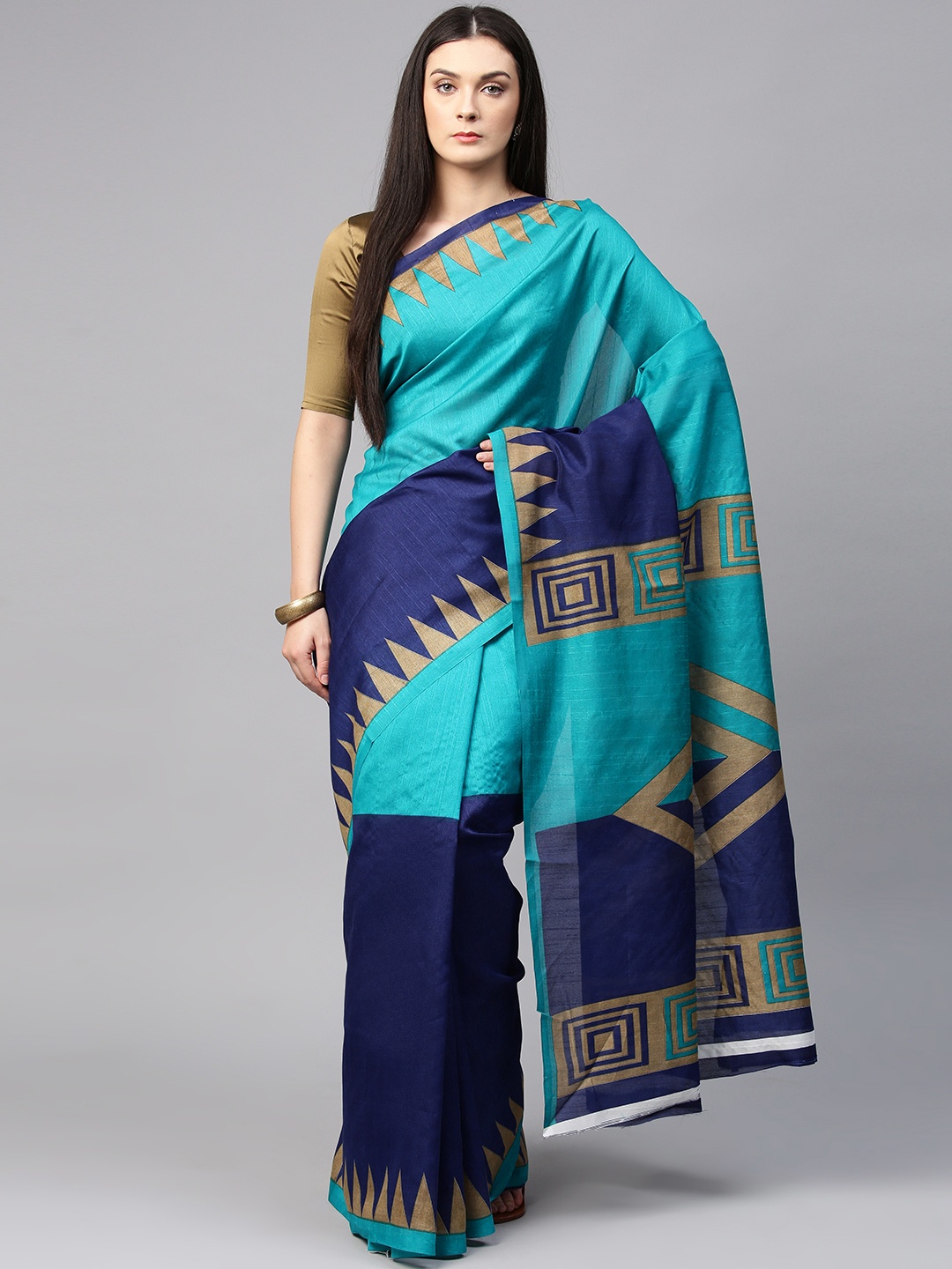 

Saree mall Blue Colourblocked Art Silk Saree