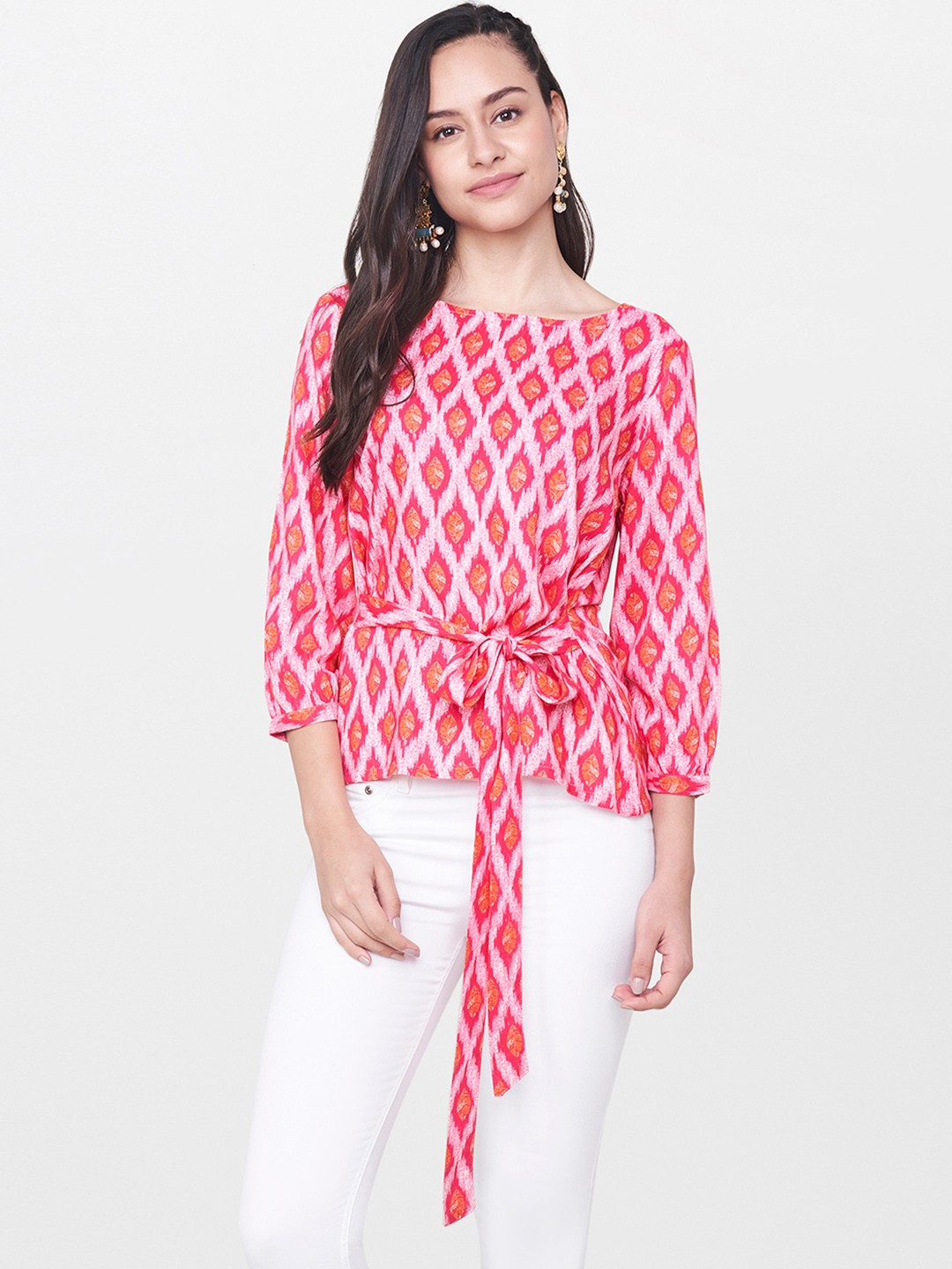 

Global Desi Women Pink Printed Top