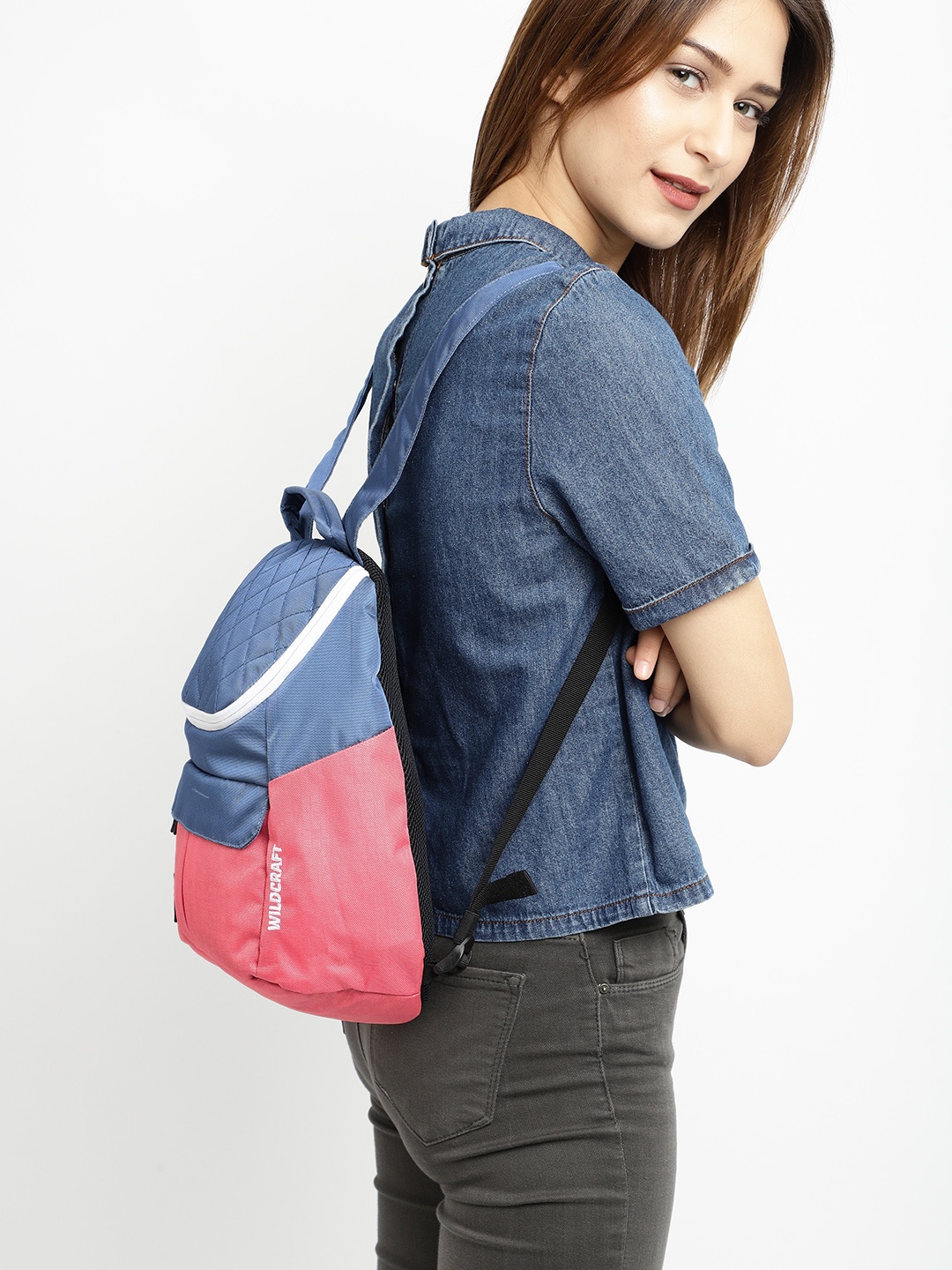 

Wildcraft Women Blue & Pink Colourblocked Backpack