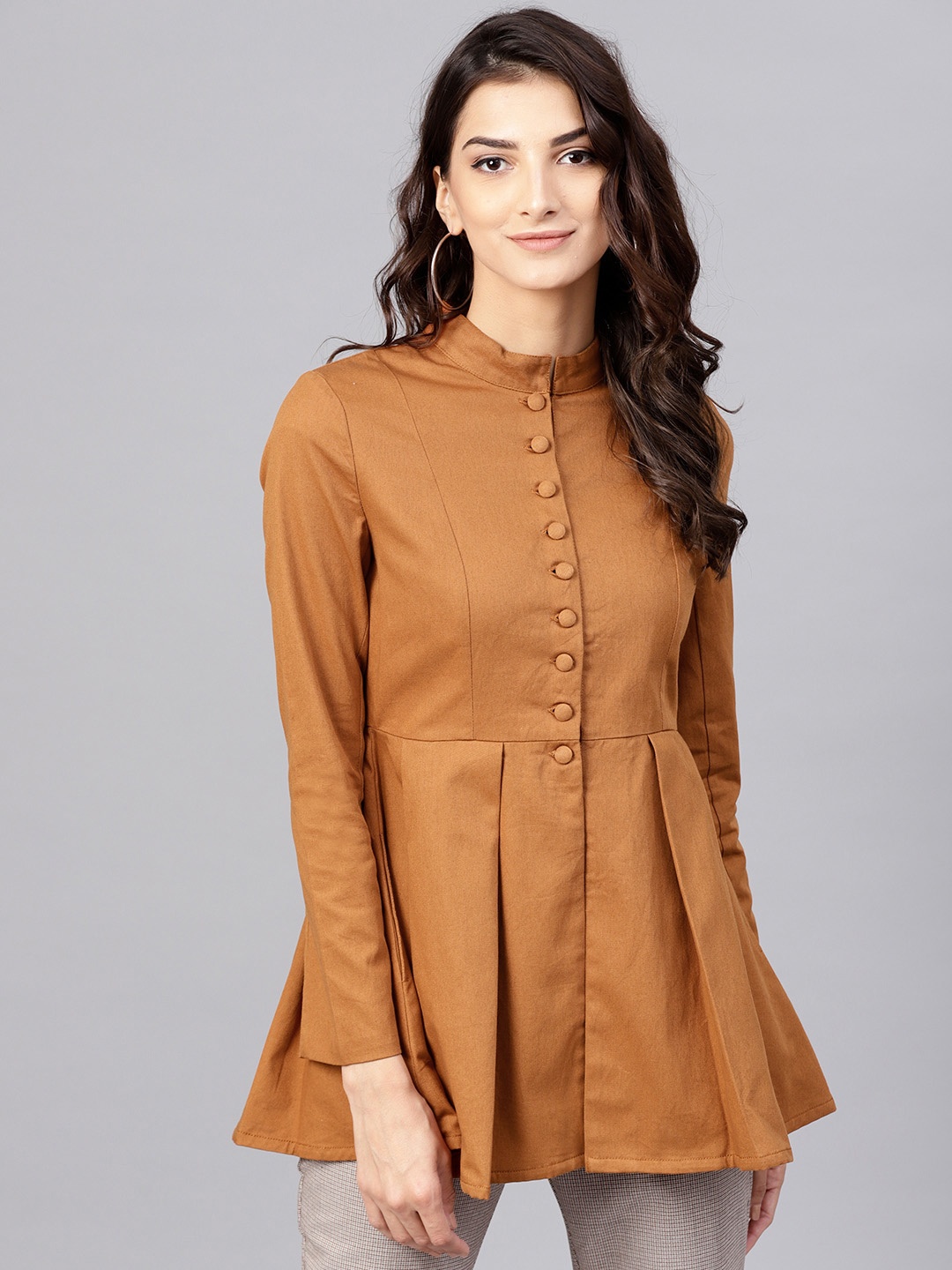 

STREET 9 Women Brown Solid Longline Tailored Jacket