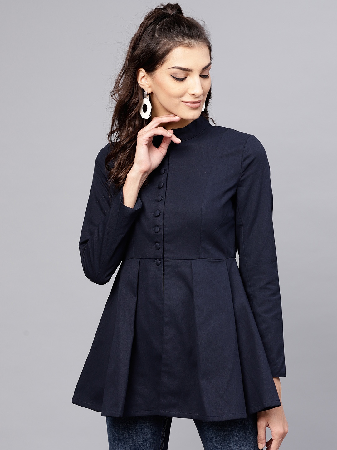 

STREET 9 Women Navy Blue Solid Tailored Jacket