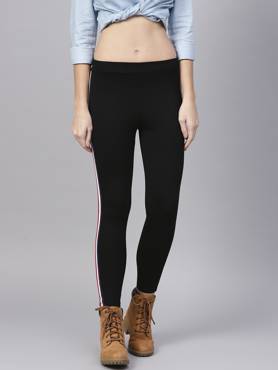 

STREET 9 Women Black Solid Skinny Fit Cropped Treggings