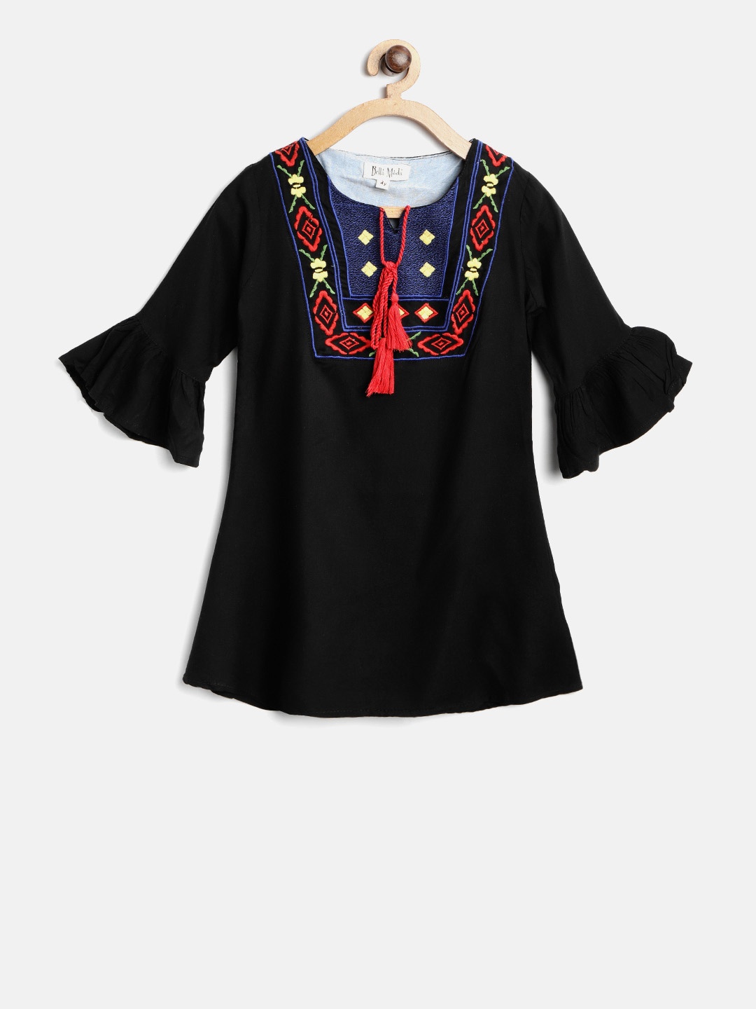 

Bella Moda Girls Black Solid A-Line Top